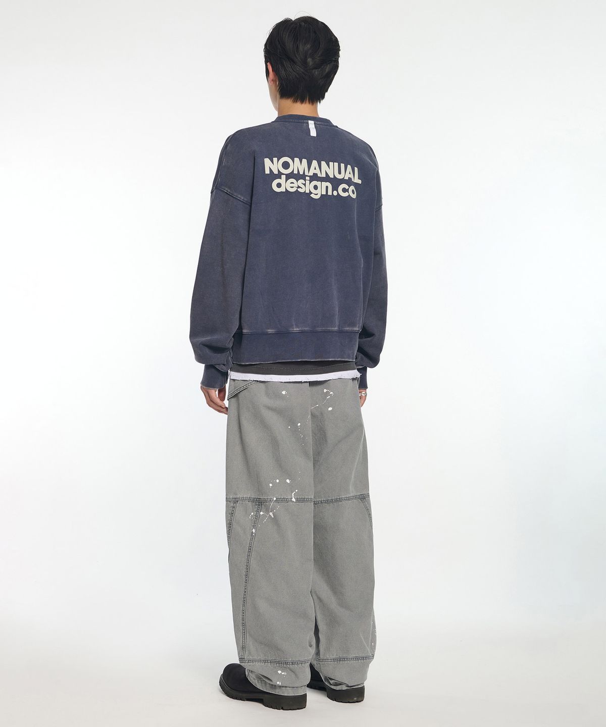 노매뉴얼(NOMANUAL) PAINTED WORK PANTS - WASHED GRAY