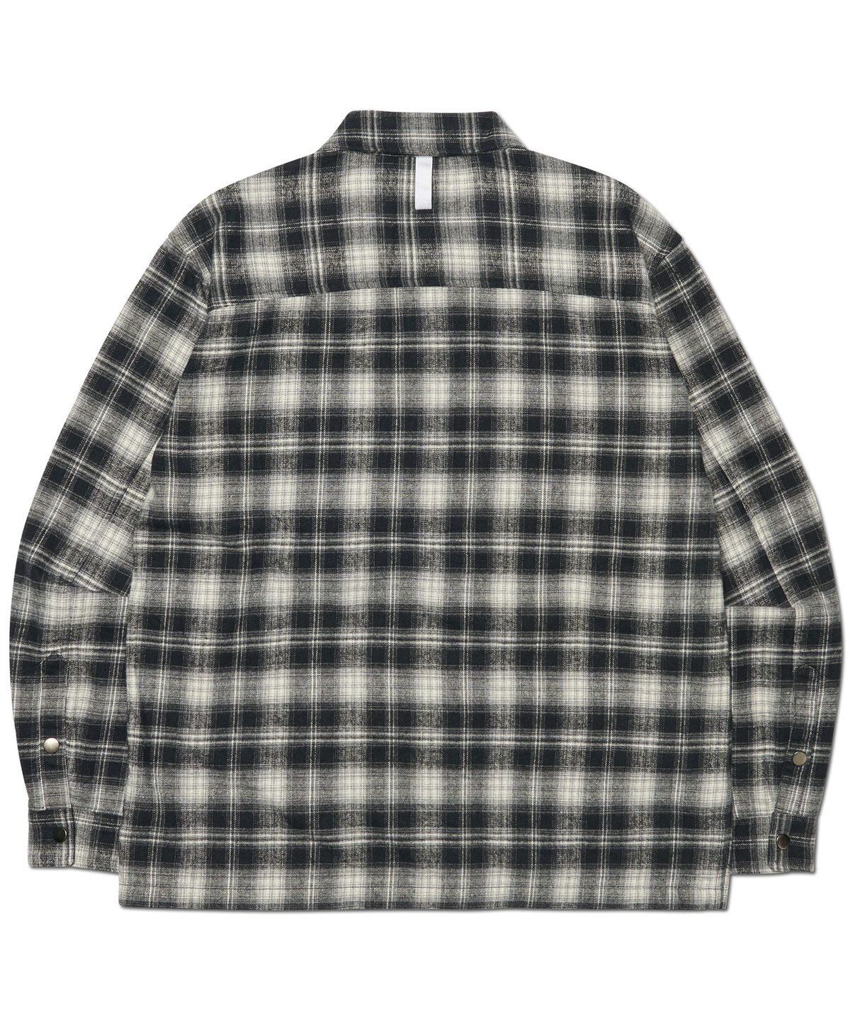 노매뉴얼(NOMANUAL) FLANNEL FULL ZIP CHECK SHIRT - BLACK