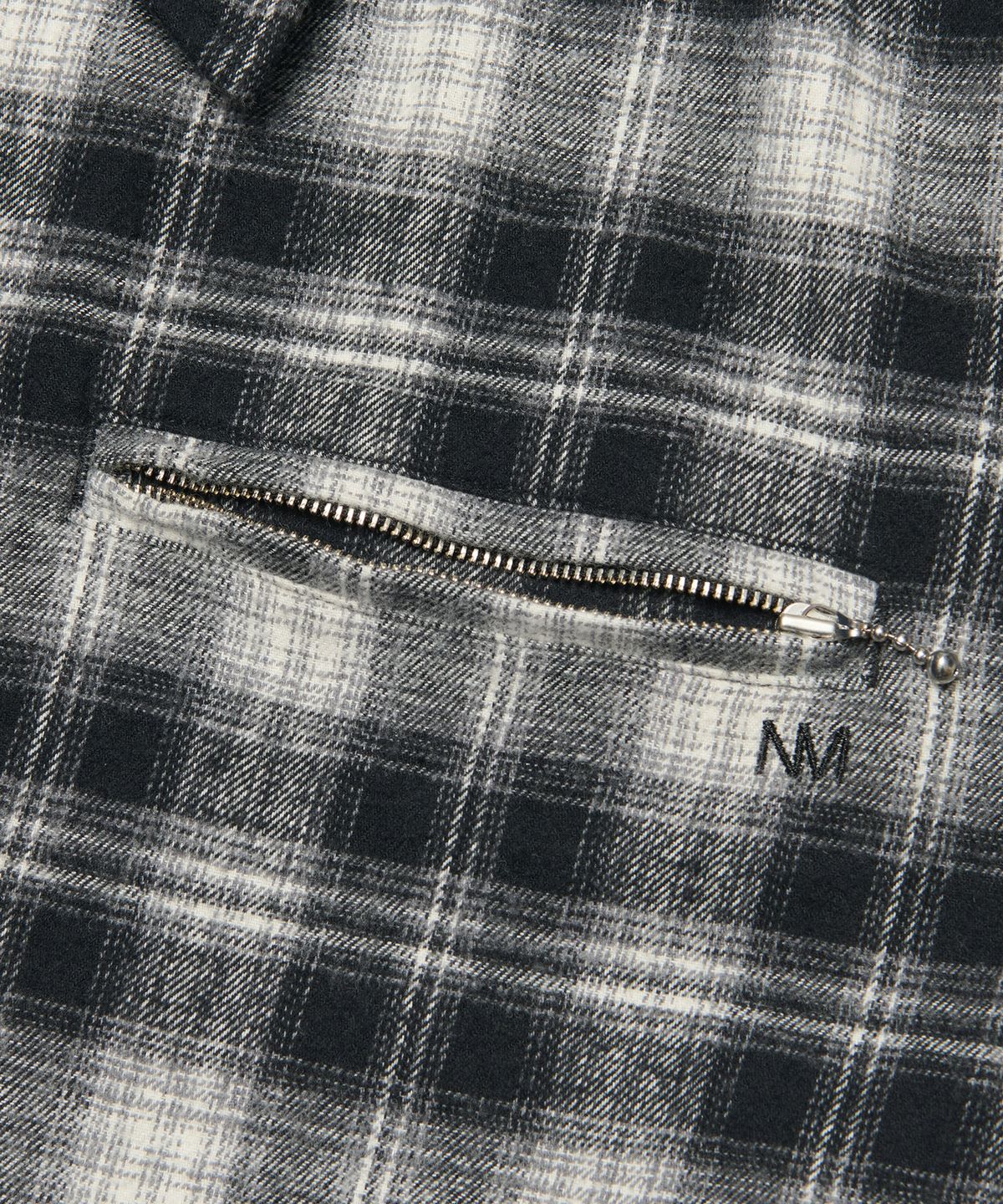노매뉴얼(NOMANUAL) FLANNEL FULL ZIP CHECK SHIRT - BLACK