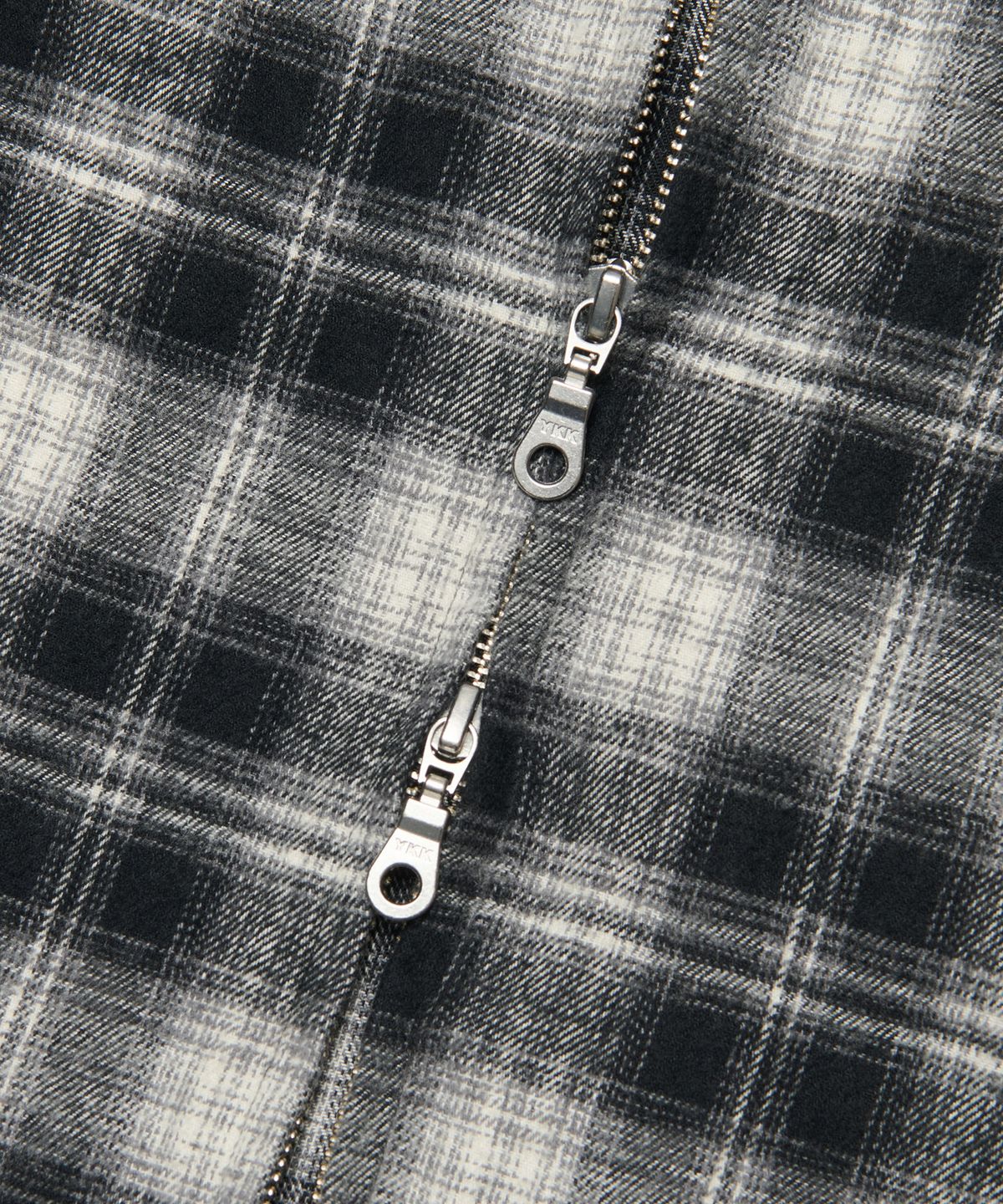 노매뉴얼(NOMANUAL) FLANNEL FULL ZIP CHECK SHIRT - BLACK