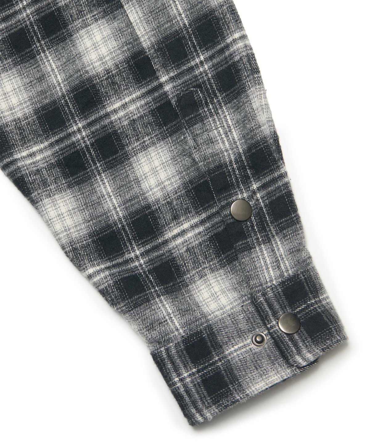 노매뉴얼(NOMANUAL) FLANNEL FULL ZIP CHECK SHIRT - BLACK