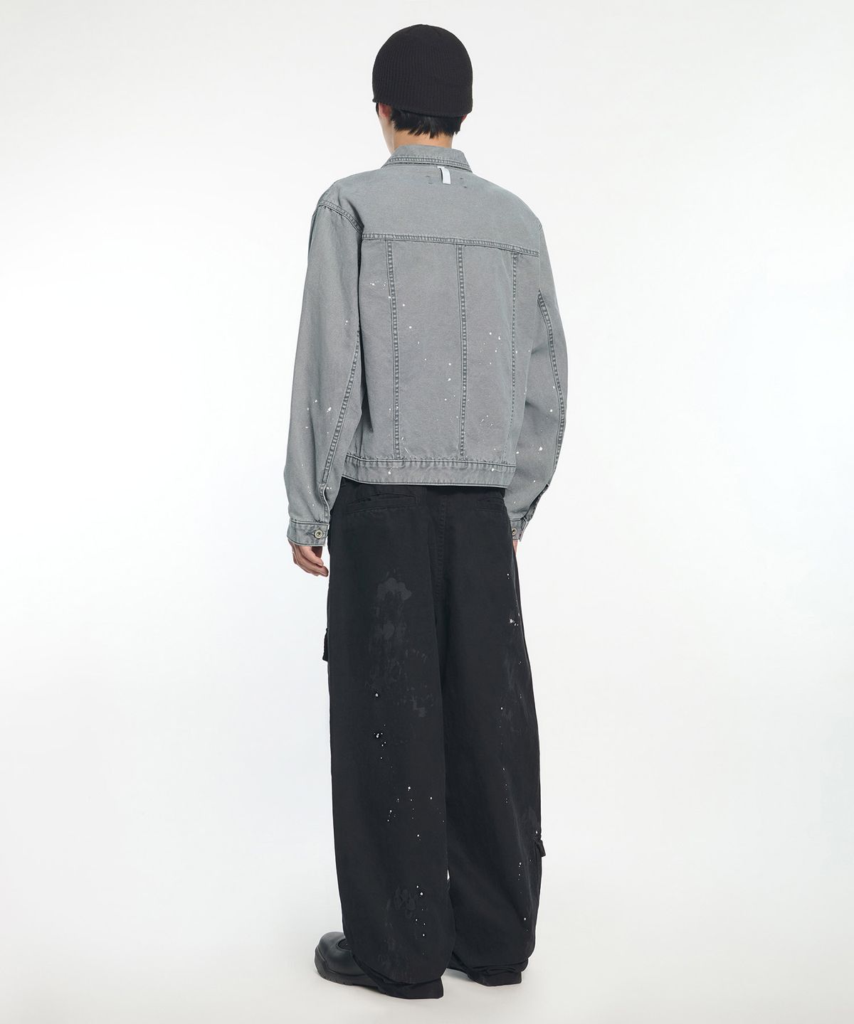 노매뉴얼(NOMANUAL) SPLATTER CARGO PANTS - WASHED BLACK