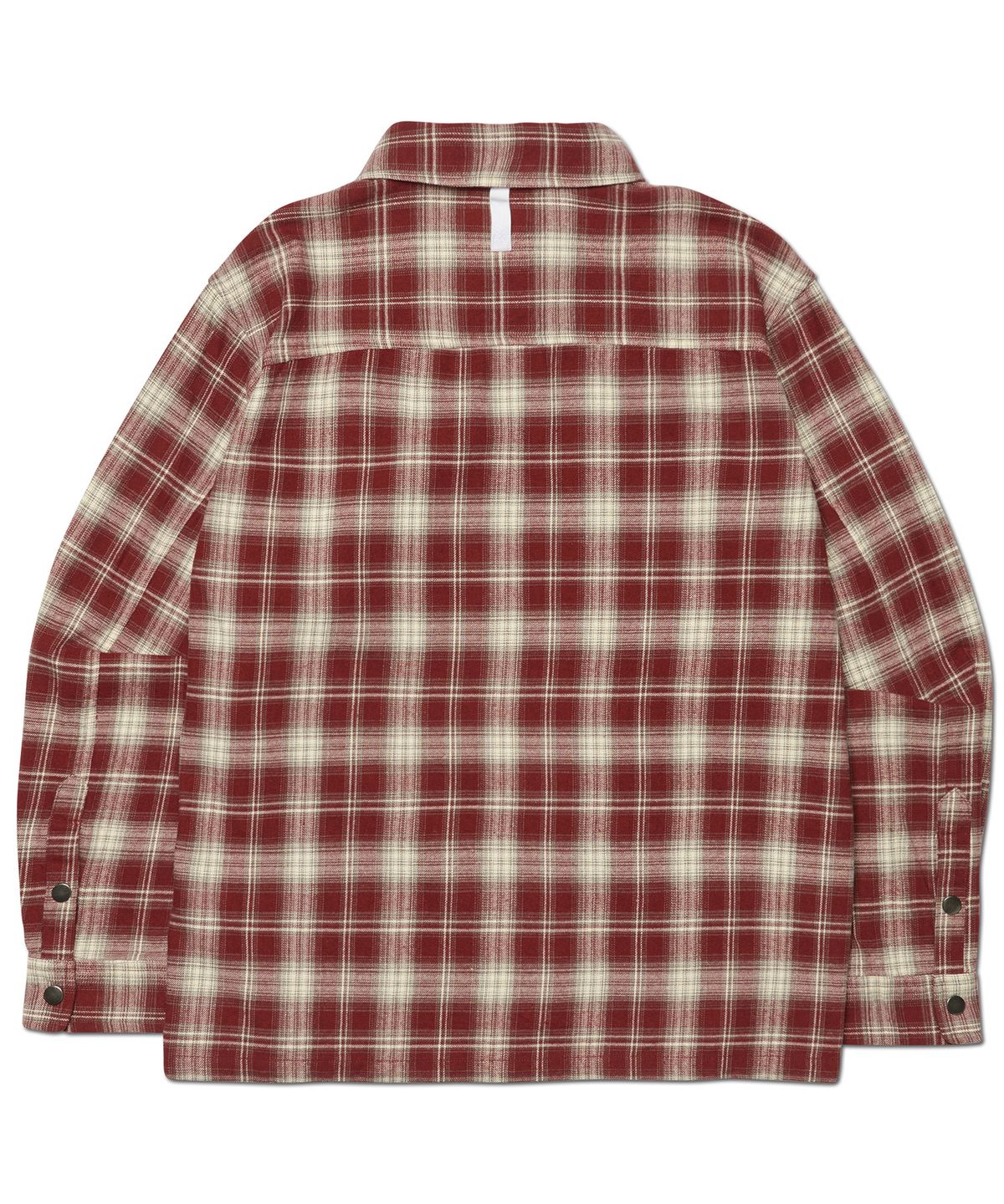 노매뉴얼(NOMANUAL) FLANNEL FULL ZIP CHECK SHIRT - BURGUNDY