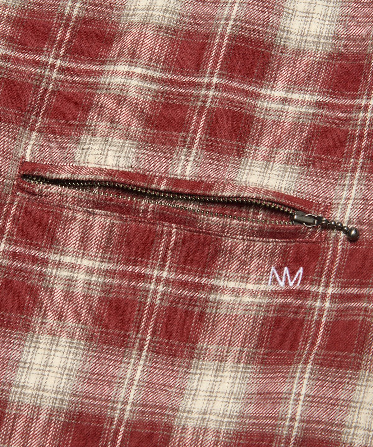 노매뉴얼(NOMANUAL) FLANNEL FULL ZIP CHECK SHIRT - BURGUNDY