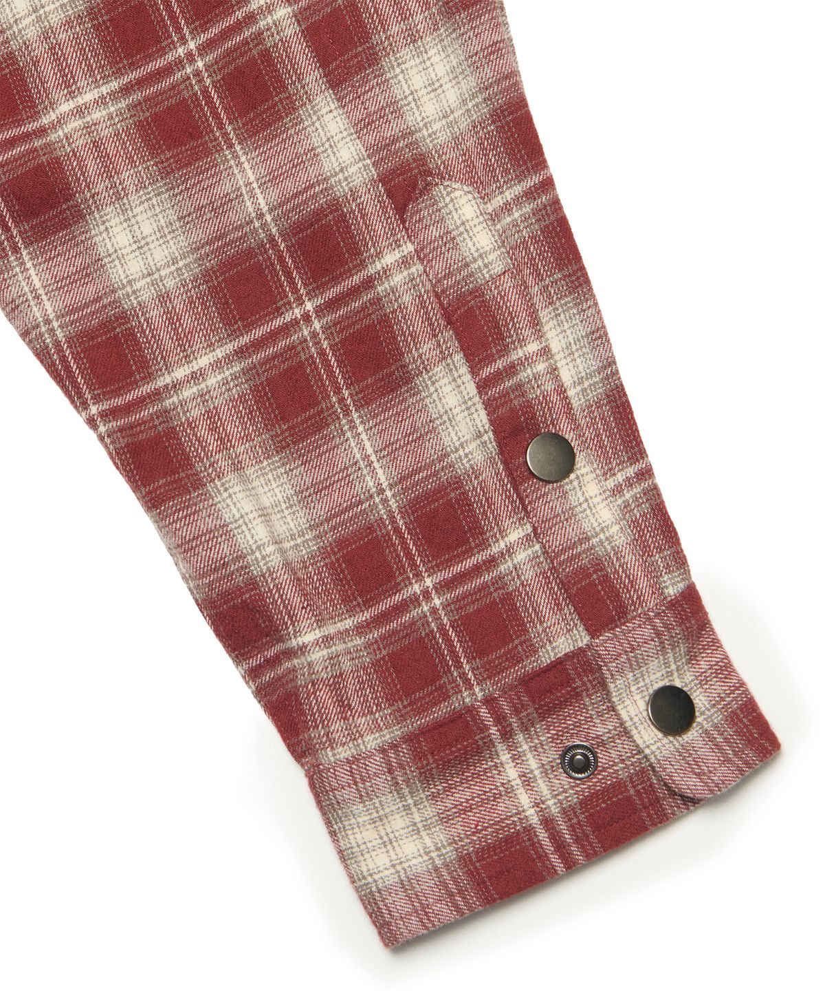 노매뉴얼(NOMANUAL) FLANNEL FULL ZIP CHECK SHIRT - BURGUNDY