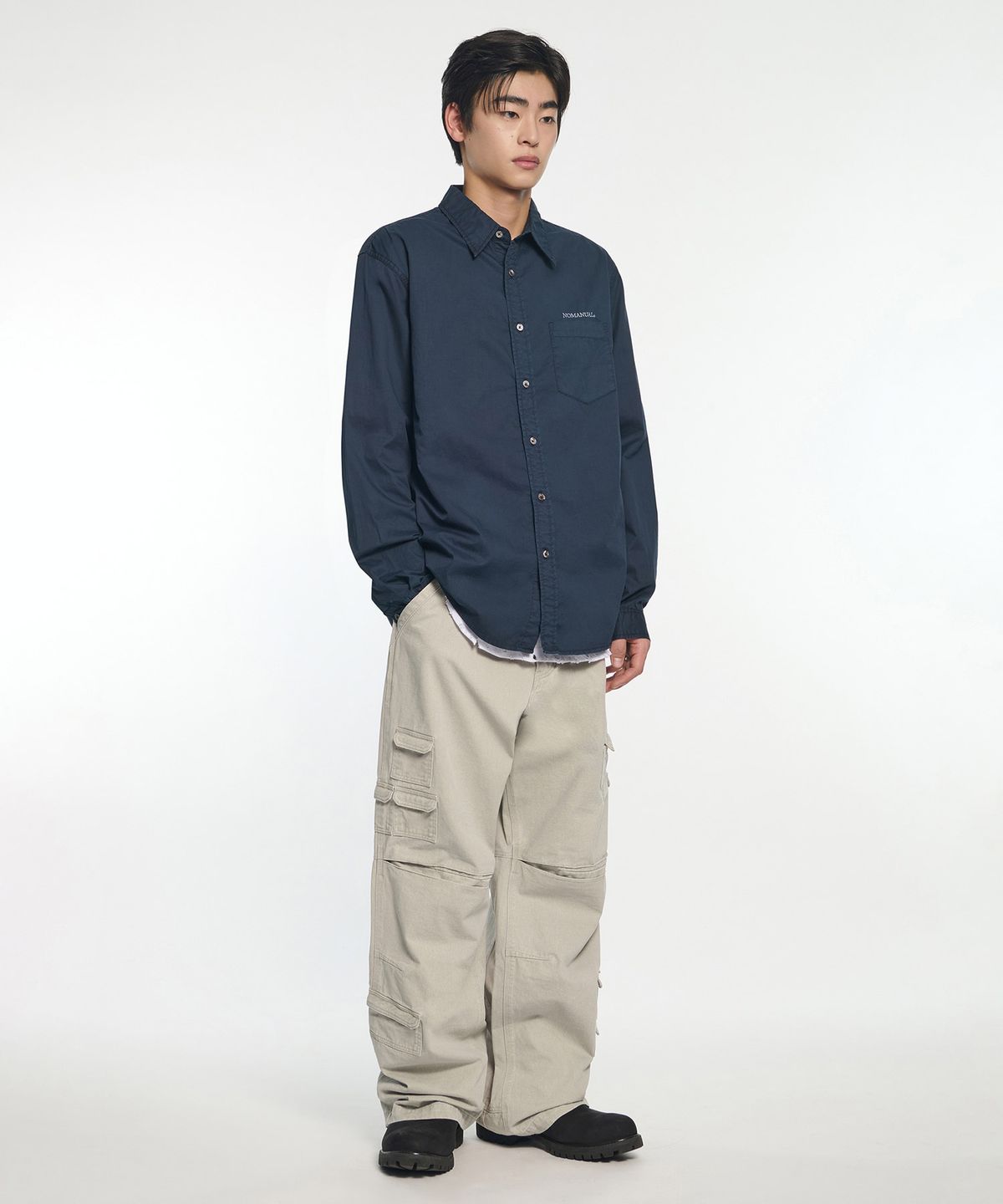 노매뉴얼(NOMANUAL) OVERDYED COMFORT SHIRT - WASHED NAVY