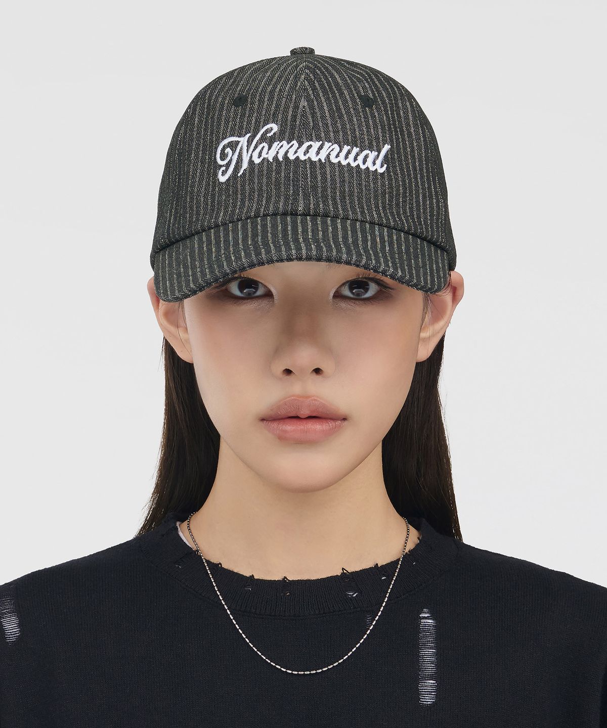 노매뉴얼(NOMANUAL) NM STRIPE BALL CAP - BLACK