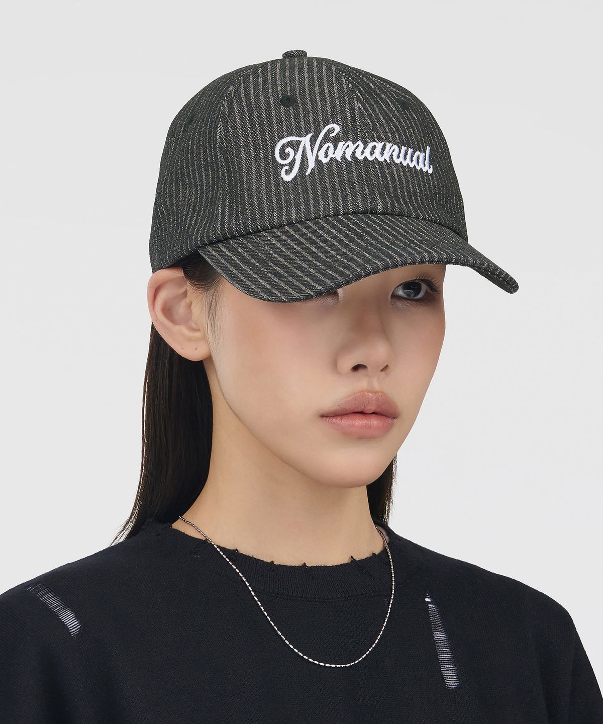 노매뉴얼(NOMANUAL) NM STRIPE BALL CAP - BLACK