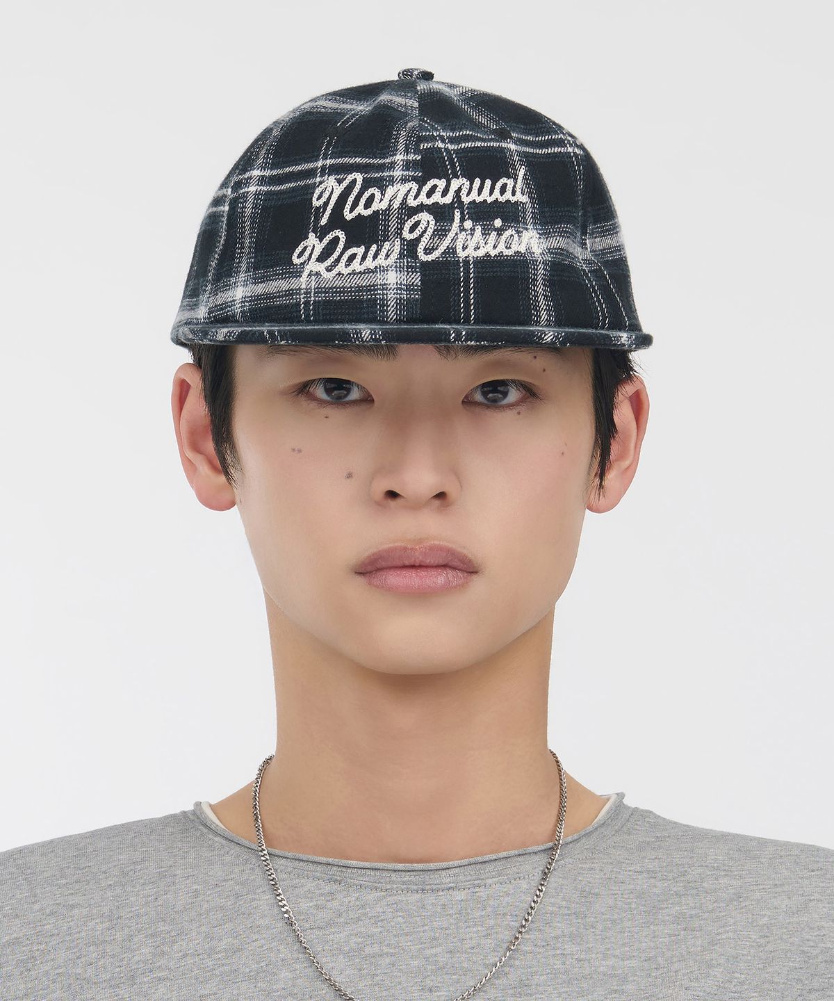 노매뉴얼(NOMANUAL) N.R CHECK BALL CAP - BLACK