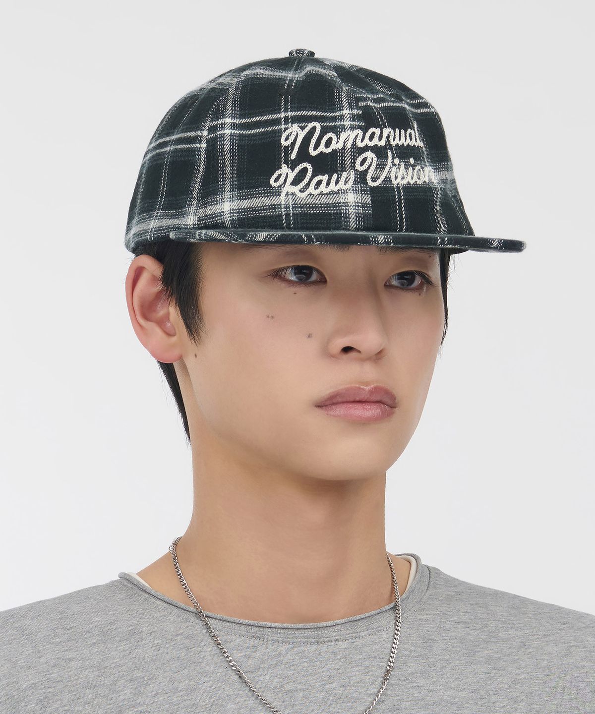 노매뉴얼(NOMANUAL) N.R CHECK BALL CAP - BLACK