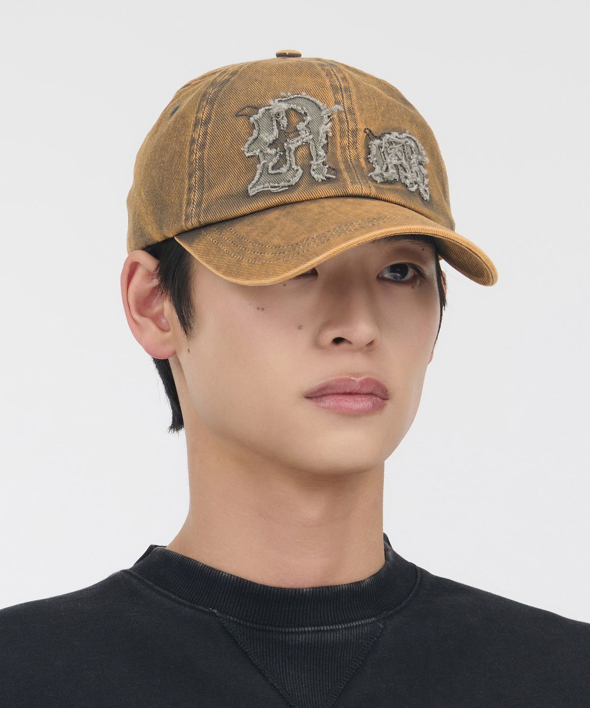 노매뉴얼(NOMANUAL) NM DAMAGED PATCH BALL CAP - WASHED CHARCOAL