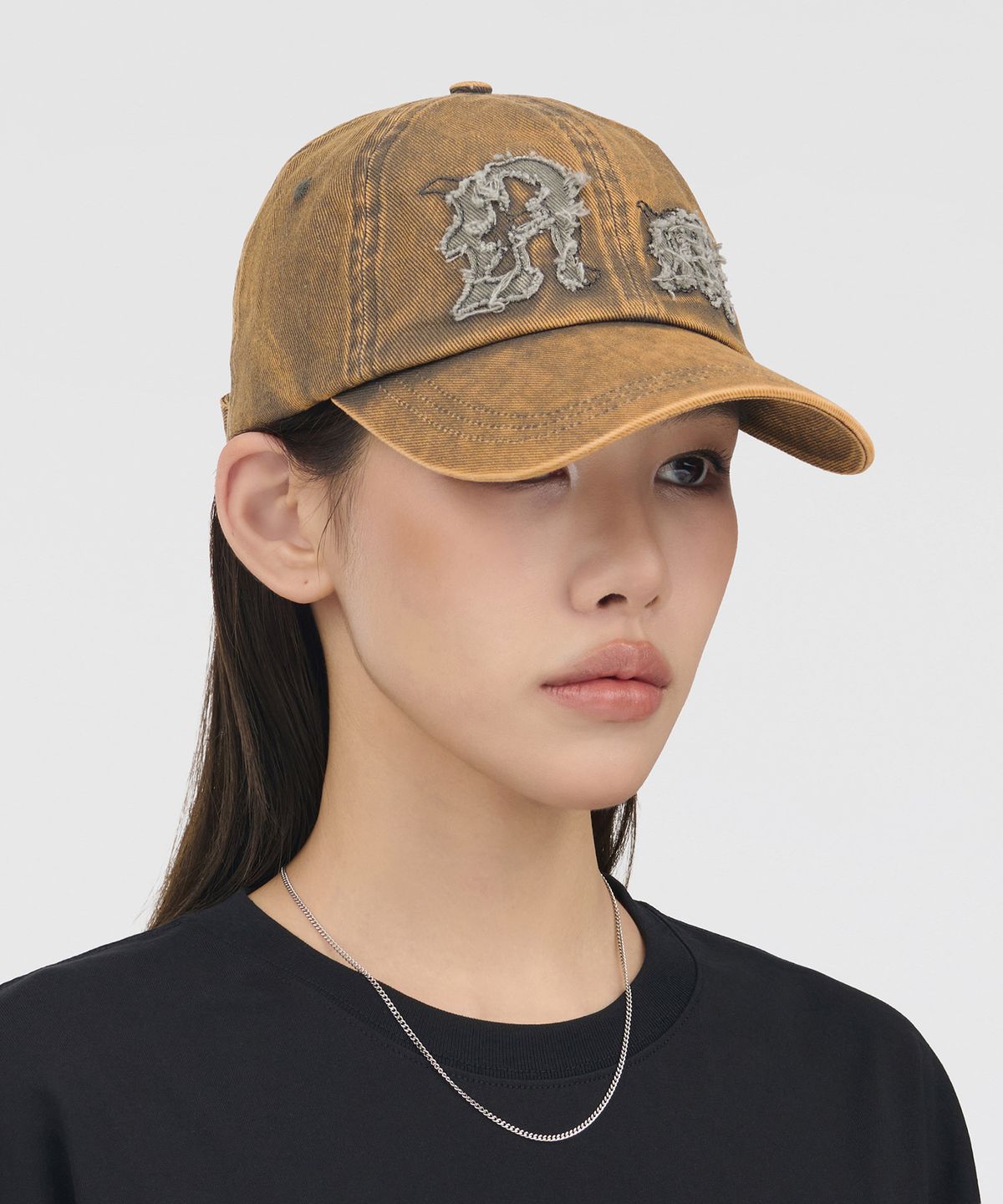 노매뉴얼(NOMANUAL) NM DAMAGED PATCH BALL CAP - WASHED CHARCOAL