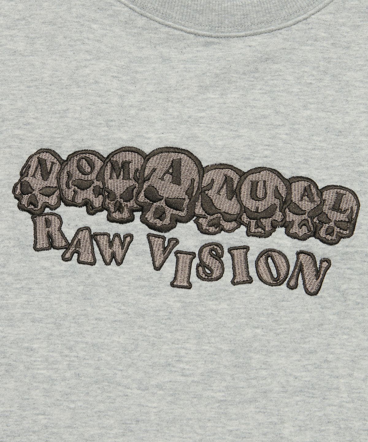 노매뉴얼(NOMANUAL) SKULL EMBROIDERED SWEATSHIRT - MELANGE