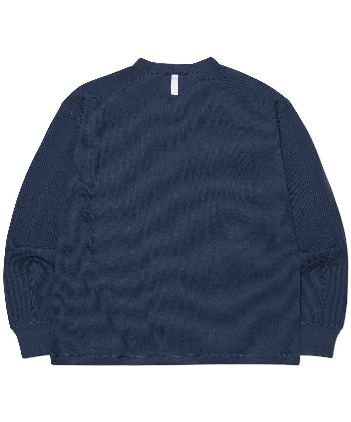 노매뉴얼(NOMANUAL) NM HENLEY NECK WAFFLE LONG SLEEVE TEE - DARK NAVY