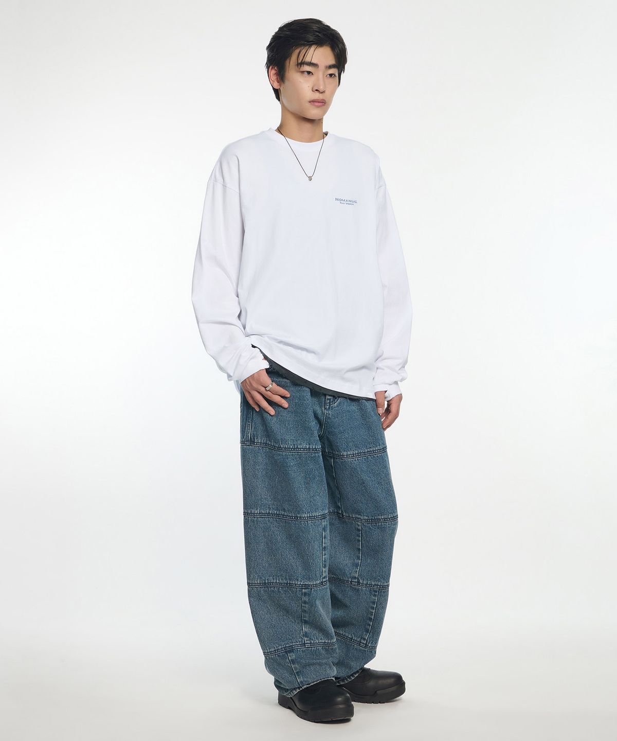 노매뉴얼(NOMANUAL) M.G LONG SLEEVE TEE - WHITE