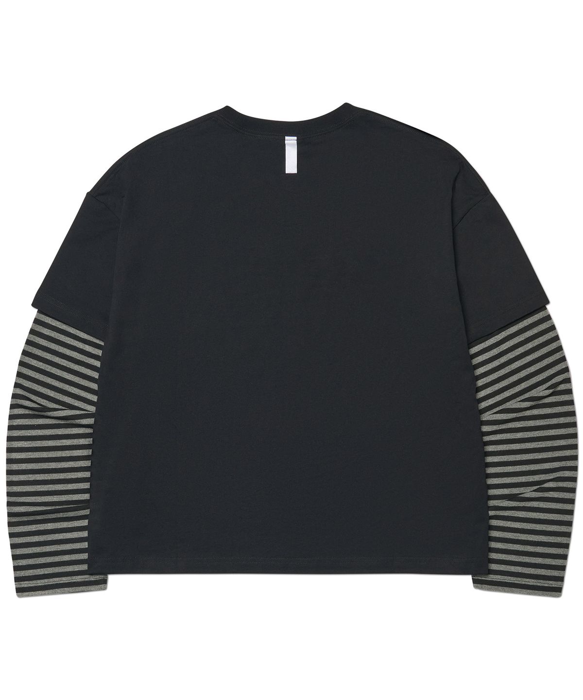 노매뉴얼(NOMANUAL) STRIPE LAYERED LONG SLEEVE TEE - BLACK