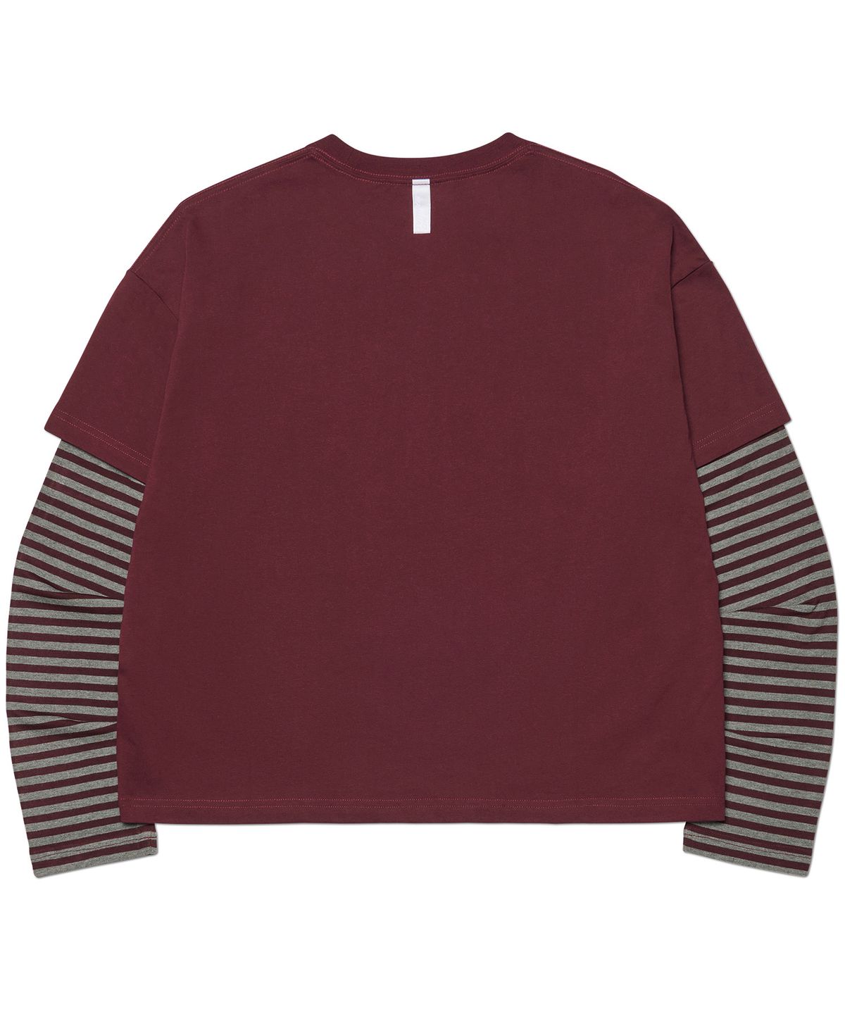 노매뉴얼(NOMANUAL) STRIPE LAYERED LONG SLEEVE TEE - WINE