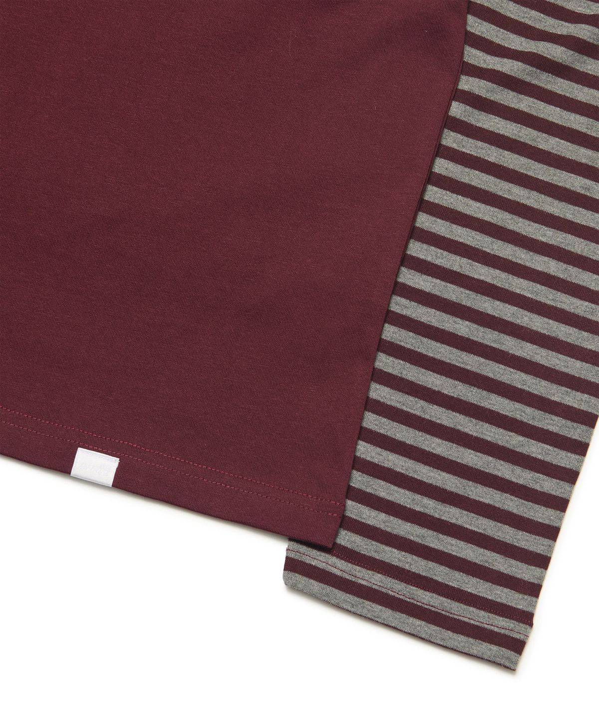 노매뉴얼(NOMANUAL) STRIPE LAYERED LONG SLEEVE TEE - WINE