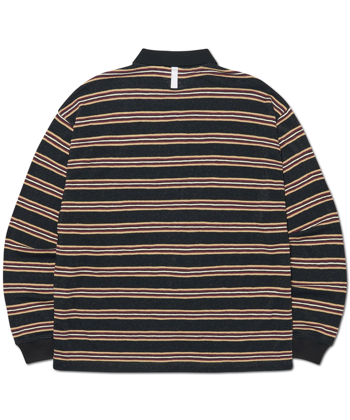 노매뉴얼(NOMANUAL) STRIPE POLO LONG SLEEVE TEE - BLACK