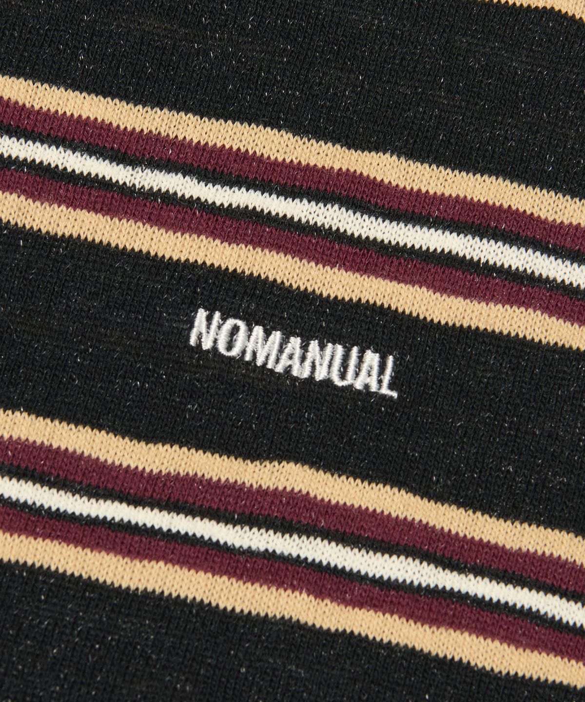 노매뉴얼(NOMANUAL) STRIPE POLO LONG SLEEVE TEE - BLACK