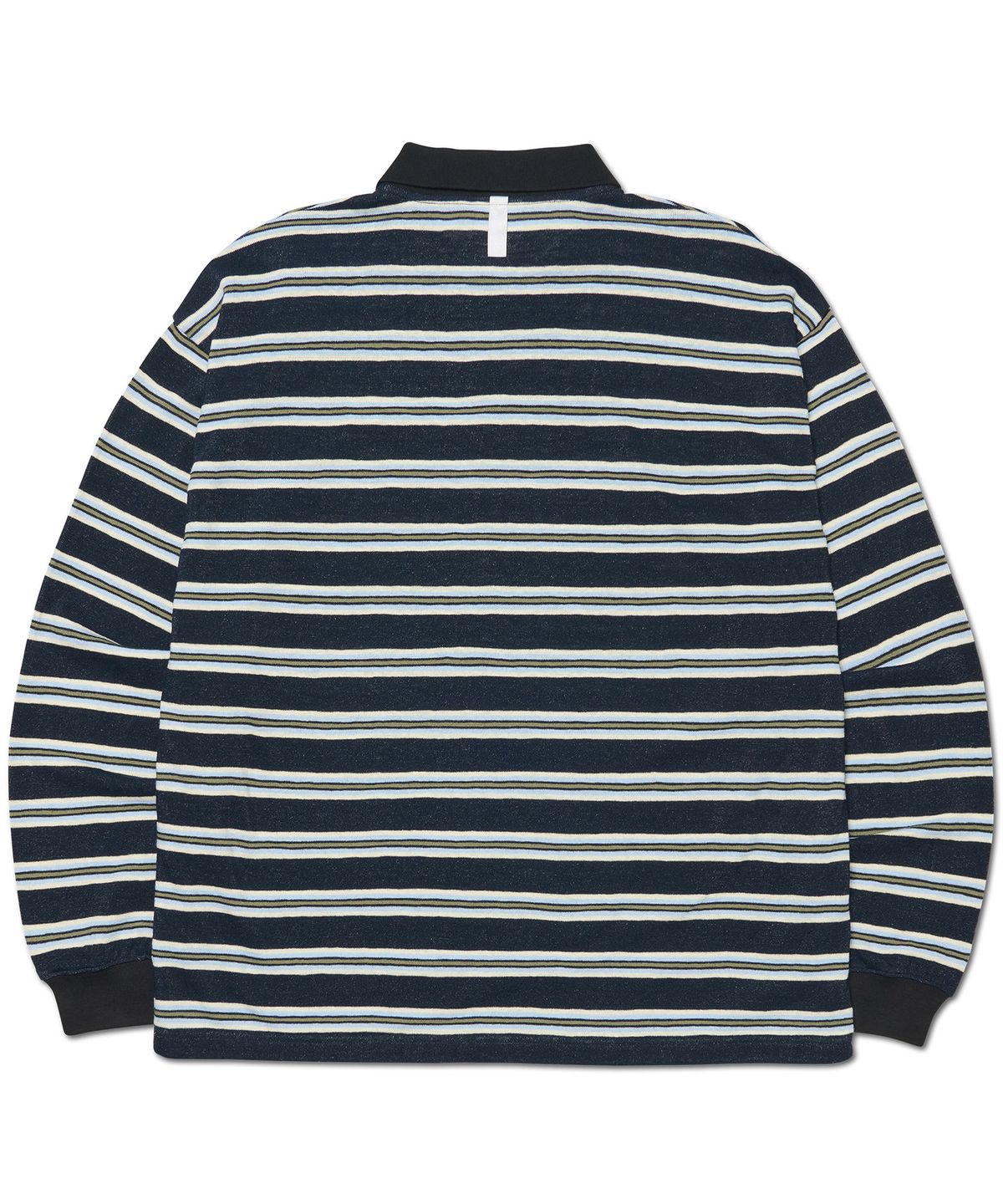 노매뉴얼(NOMANUAL) STRIPE POLO LONG SLEEVE TEE - DARK NAVY