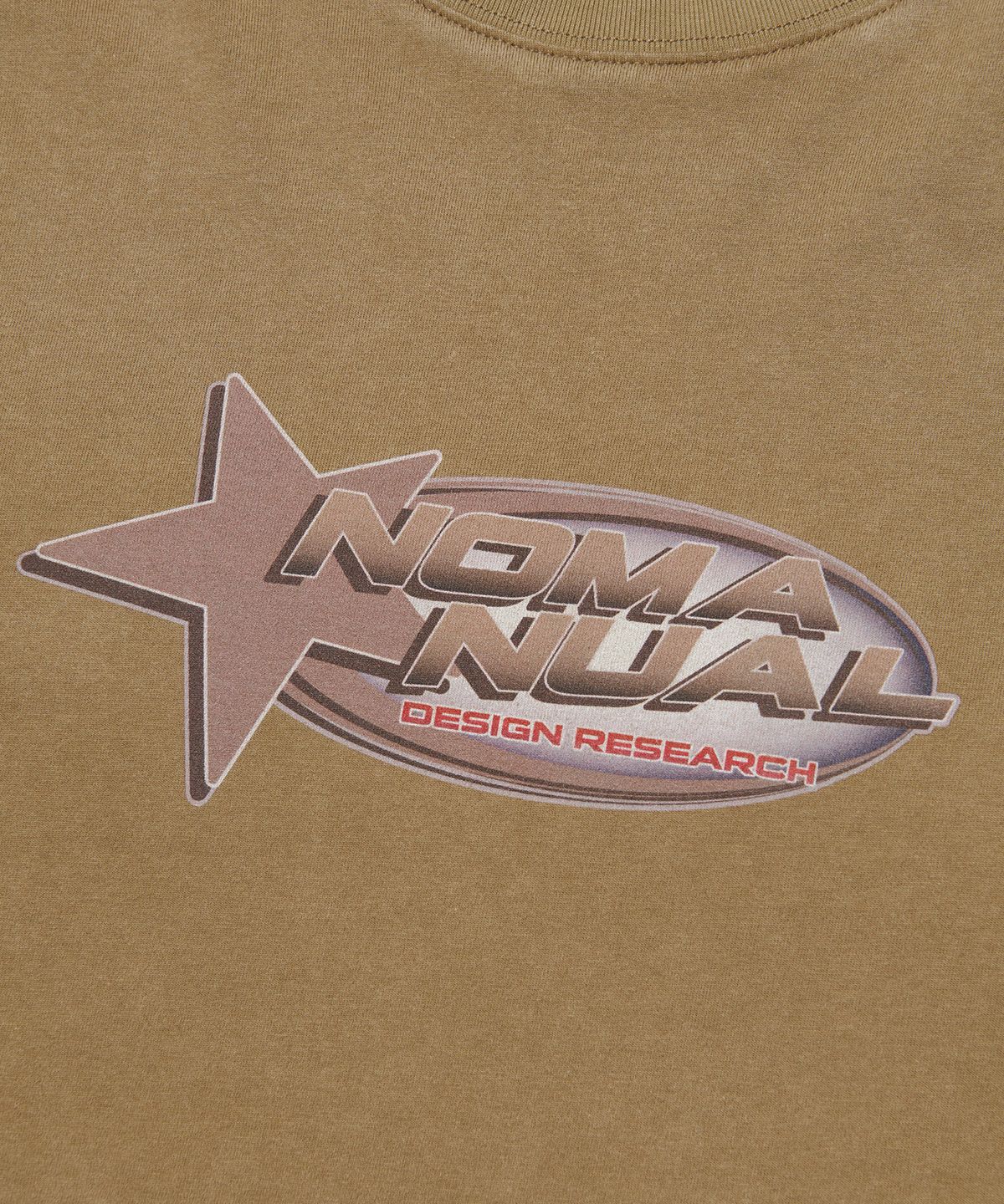 노매뉴얼(NOMANUAL) STAR LOGO VINTAGE LONG SLEEVE TEE - WASHED BROWN