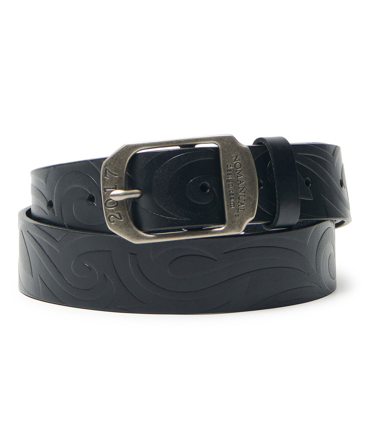 노매뉴얼(NOMANUAL) TRIBAL LEATHER BELT - BLACK