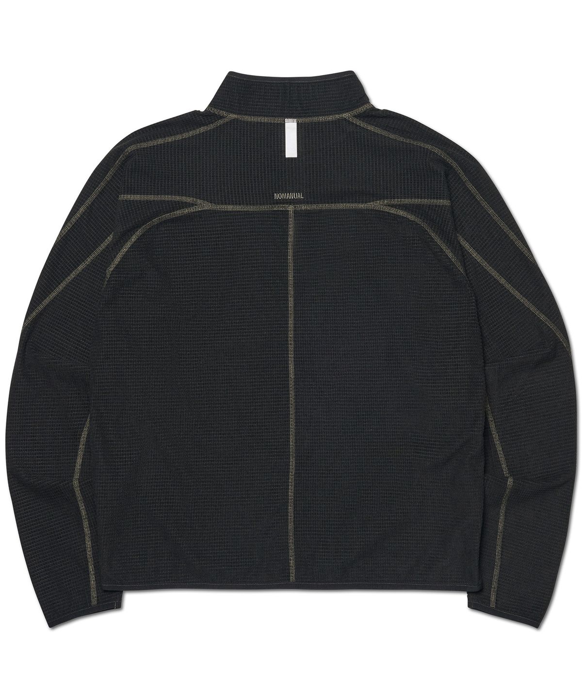 노매뉴얼(NOMANUAL) T.L HEAVY WAFFLE HALF ZIP-UP - BLACK