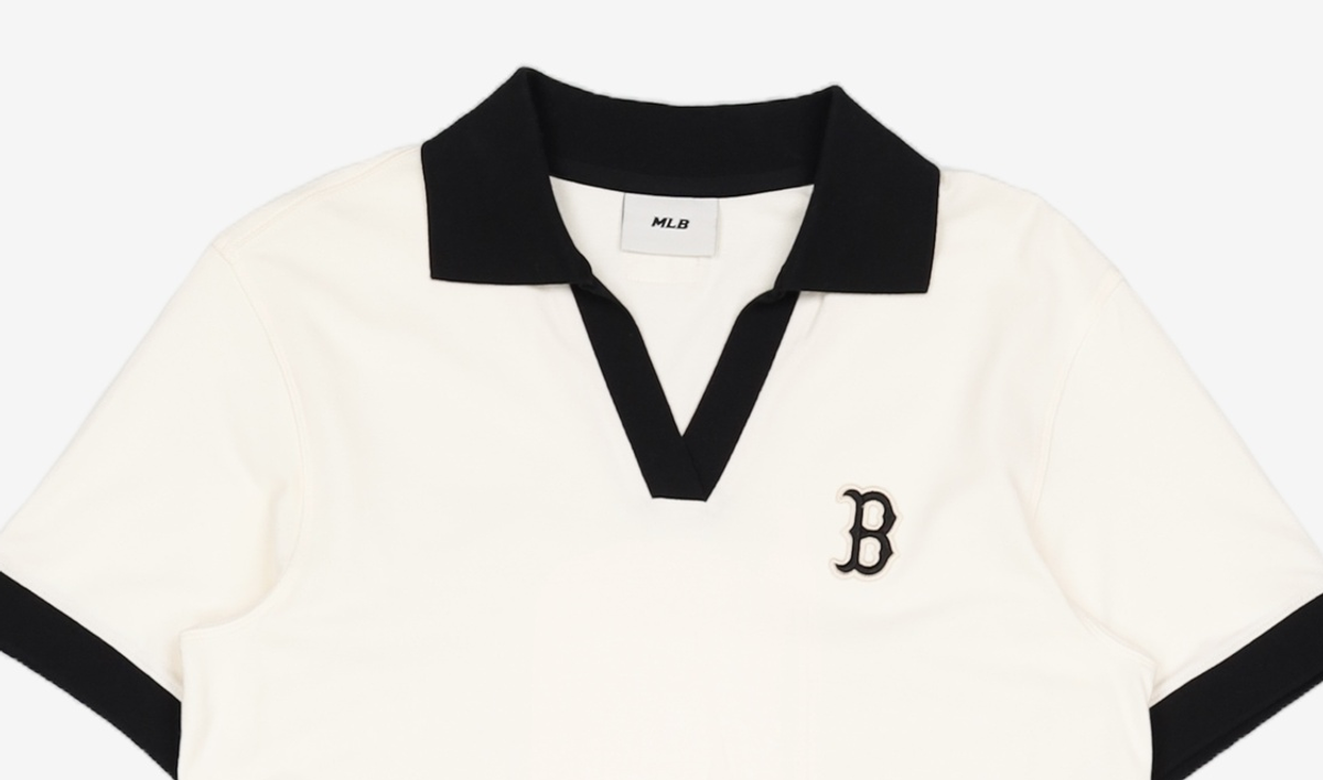 엠엘비(MLB) 여성 오픈카라 배색 컴포터블핏 카라 원피스 BOS (Cream) XS