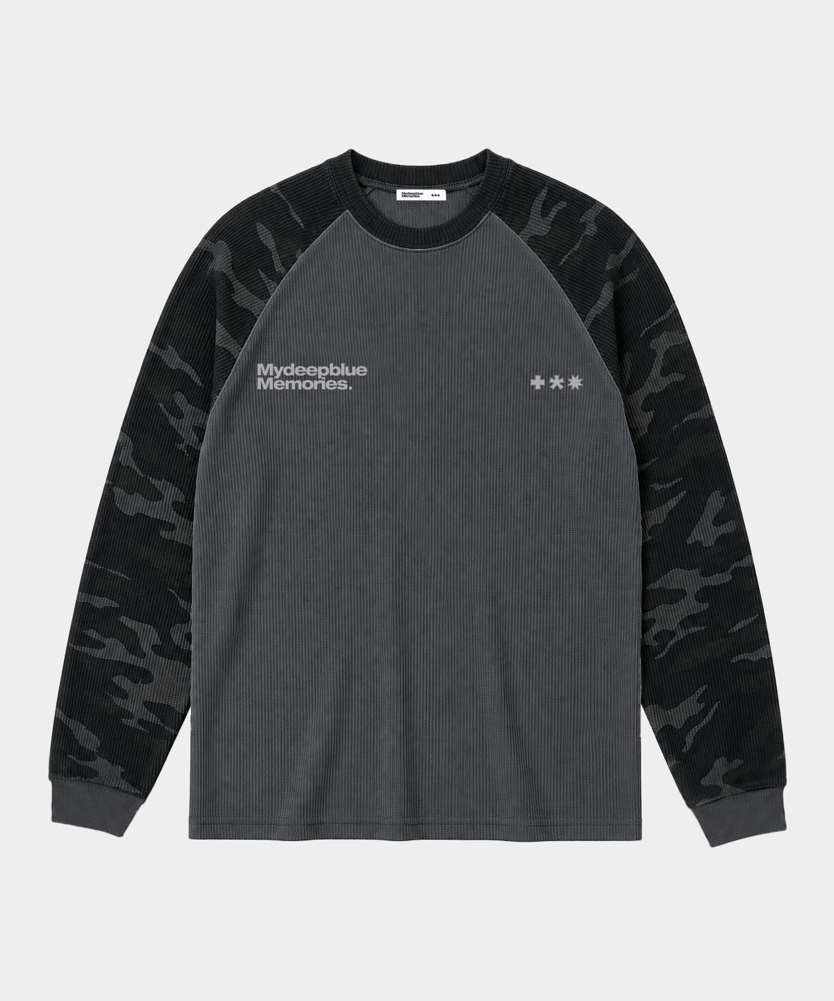마이딥블루메모리즈(MY DEEP BLUE MEMORIES) MM LOGO WAFFLE RAGLAN TEE (BLACK)