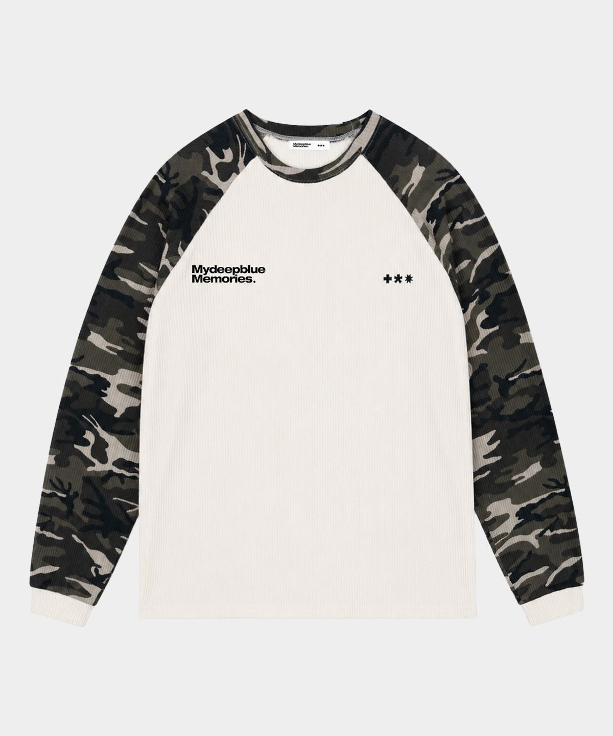 마이딥블루메모리즈(MY DEEP BLUE MEMORIES) MM LOGO WAFFLE RAGLAN TEE (BEIGE)