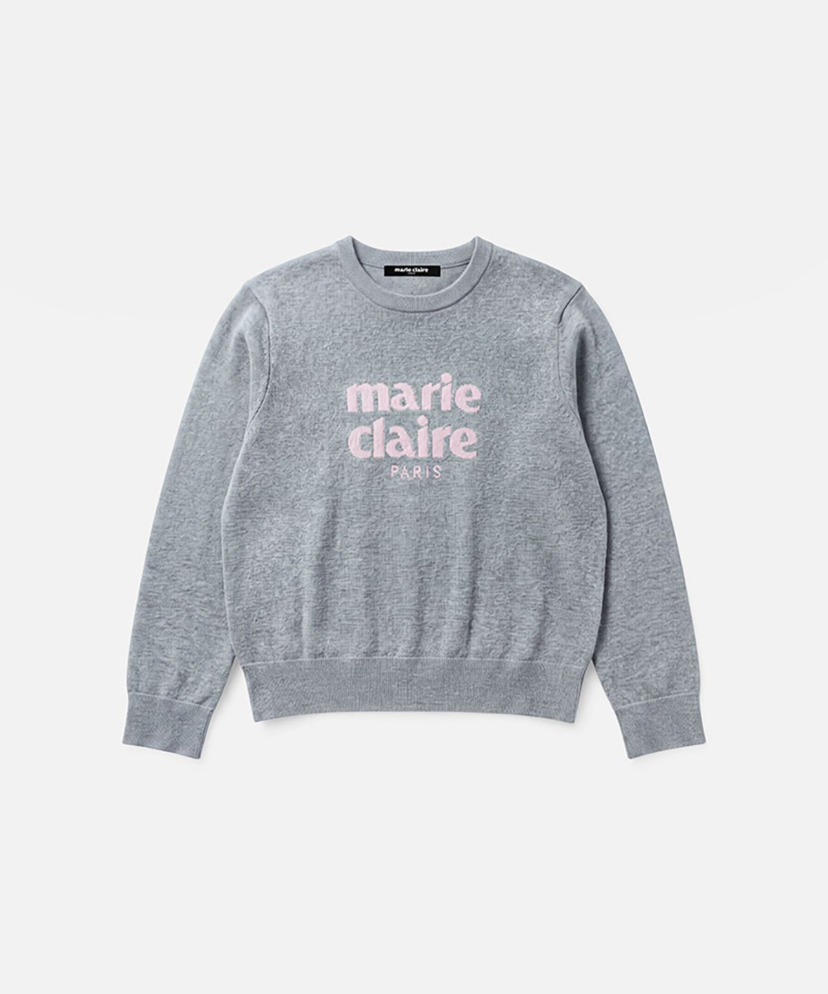 마리끌레르(MARIE CLAIRE) 에센셜 로고 자카드 울 라운드 니트(MAGCKN07MMG)