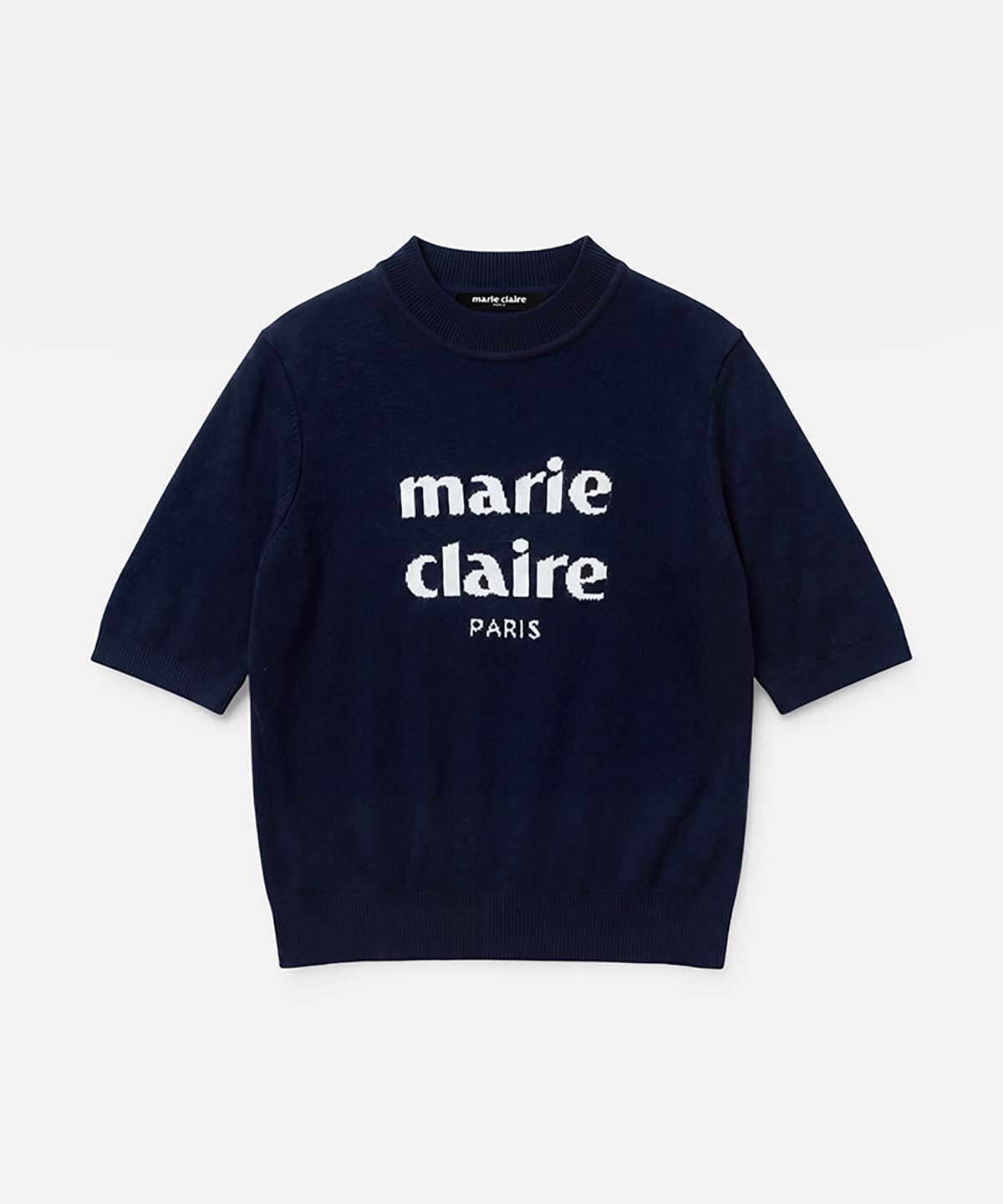 마리끌레르(MARIE CLAIRE) 에센셜 로고 캐시미어 울 반팔 니트(MAGDKN14MNY)