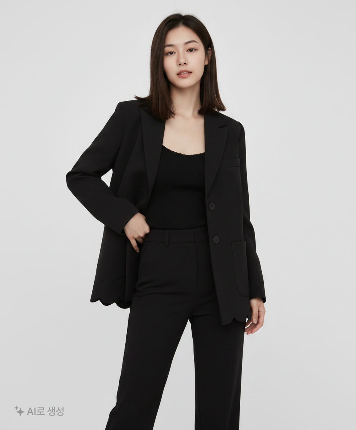 어몽(AMONG) 스캘럽 자켓 블랙 S