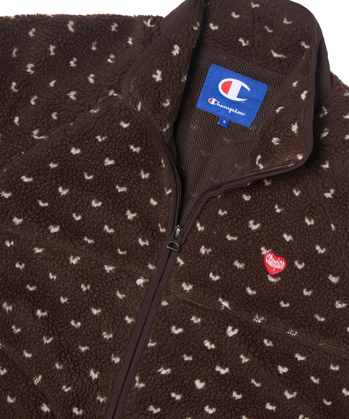 챔피온(CHAMPION) 여성 하트 로고 플리스 재킷 Brown