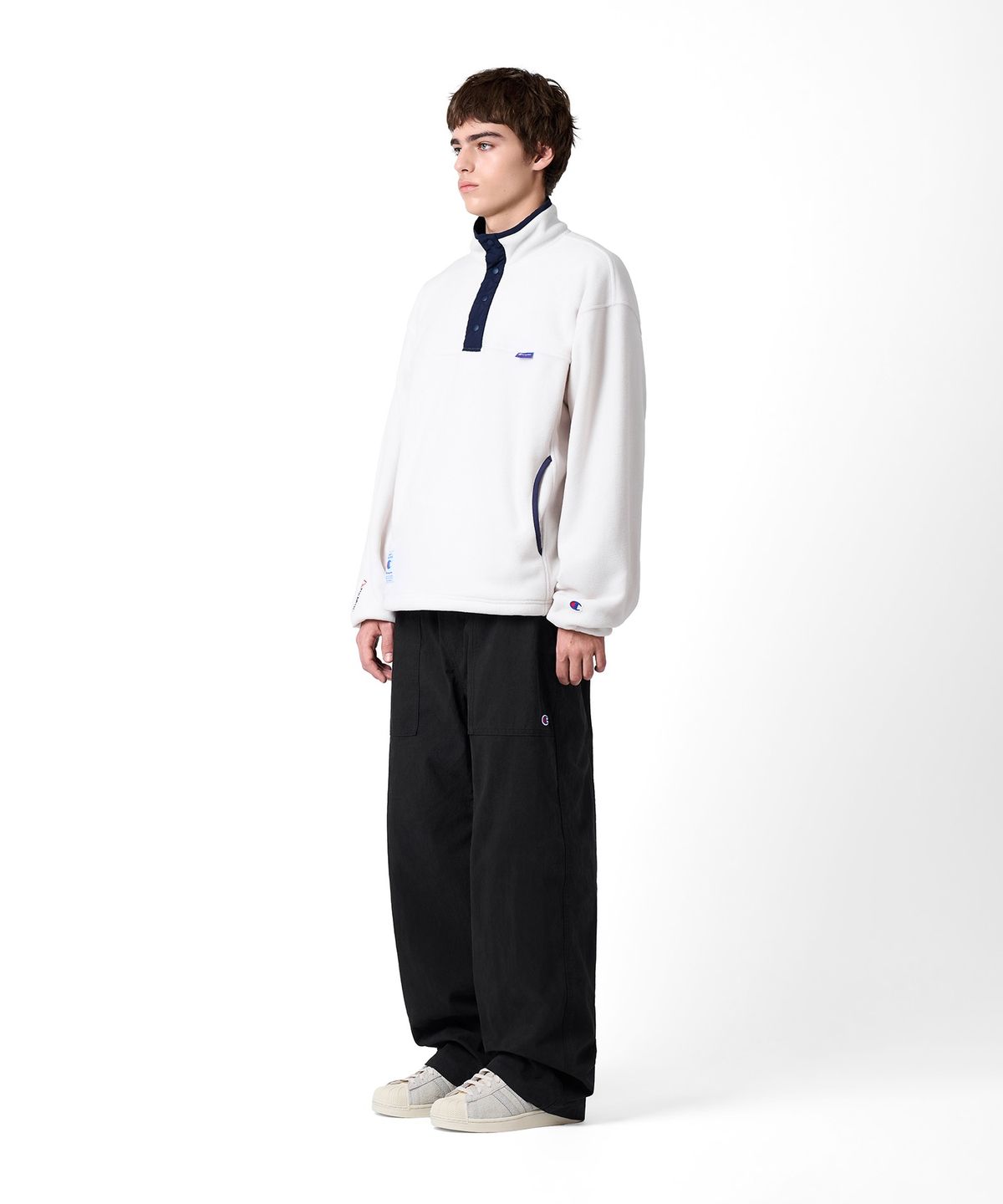챔피온(CHAMPION) 폴라텍 컬러블록 플리스 아노락 Ivory