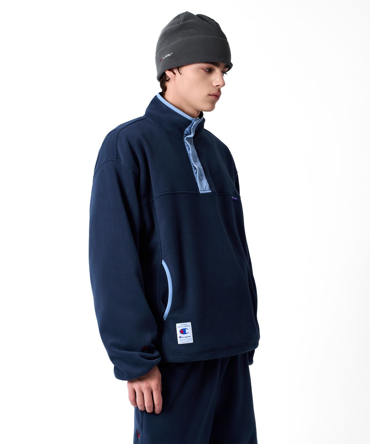 챔피온(CHAMPION) 폴라텍 컬러블록 플리스 아노락 Navy