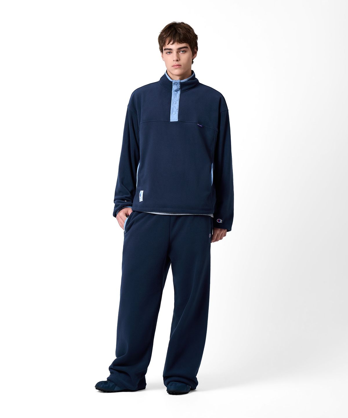 챔피온(CHAMPION) 폴라텍 컬러블록 플리스 아노락 Navy