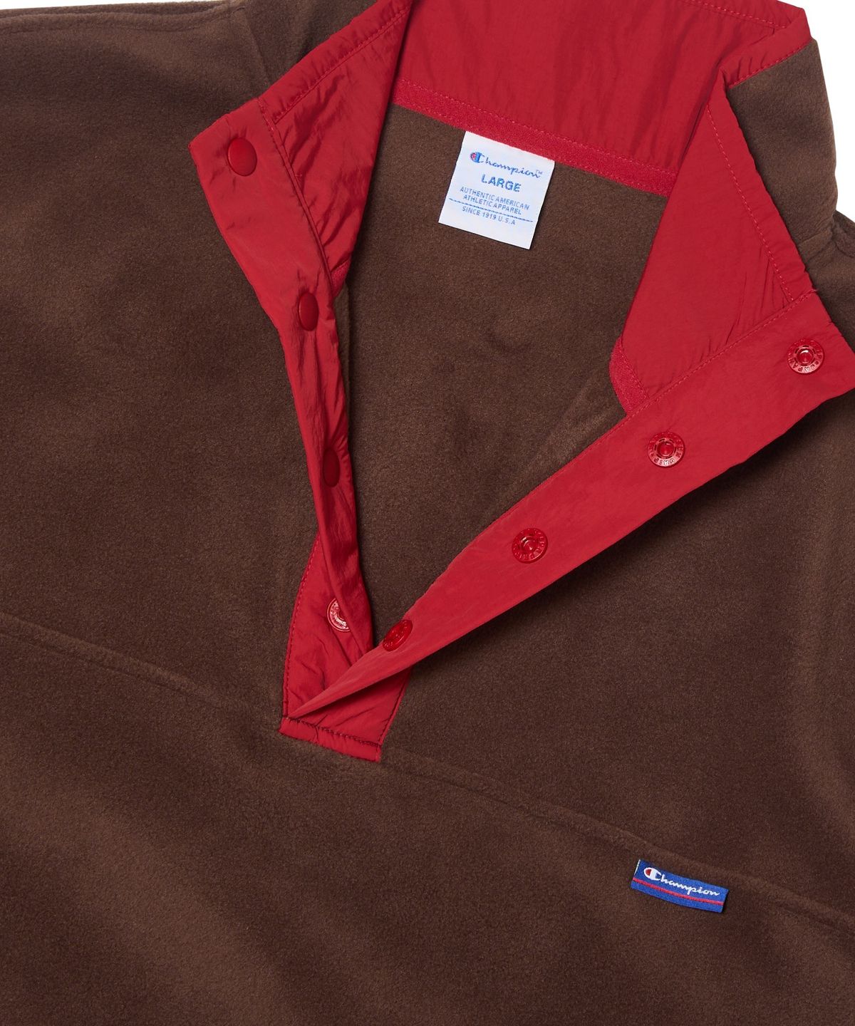 챔피온(CHAMPION) 폴라텍 컬러블록 플리스 아노락 Brown