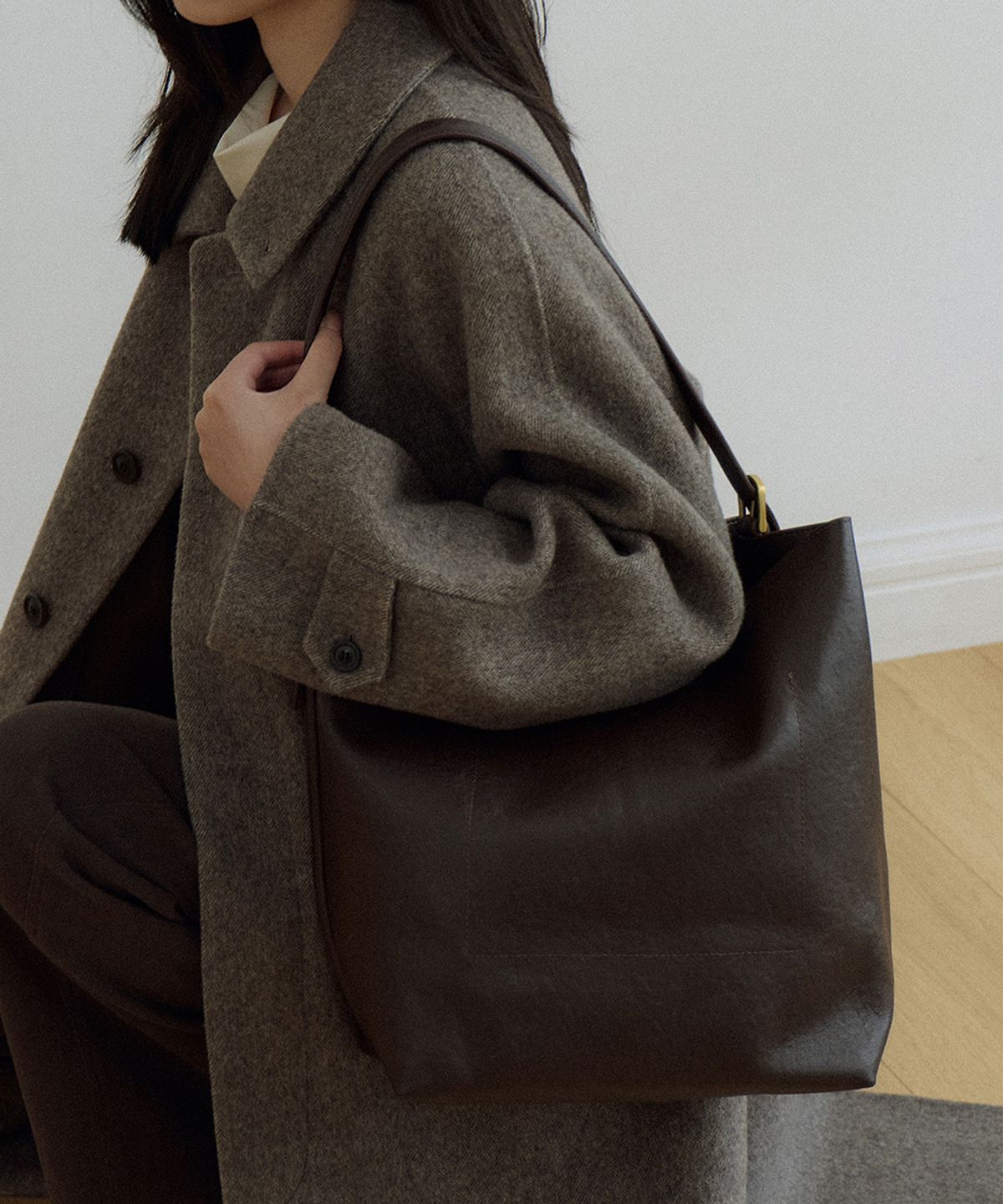링서울(LINGSEOUL) cow leather tote bag-brown