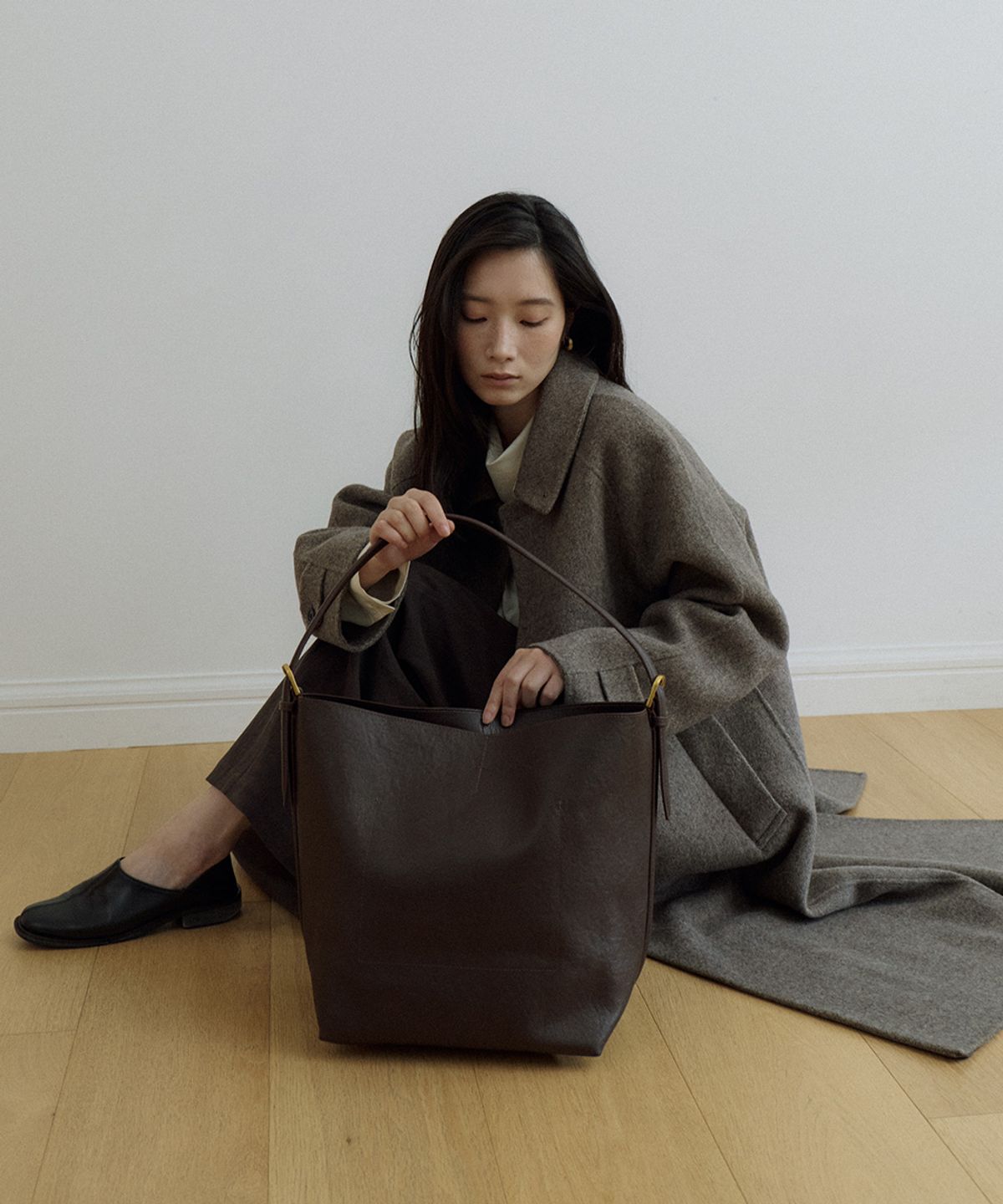링서울(LINGSEOUL) cow leather tote bag-brown