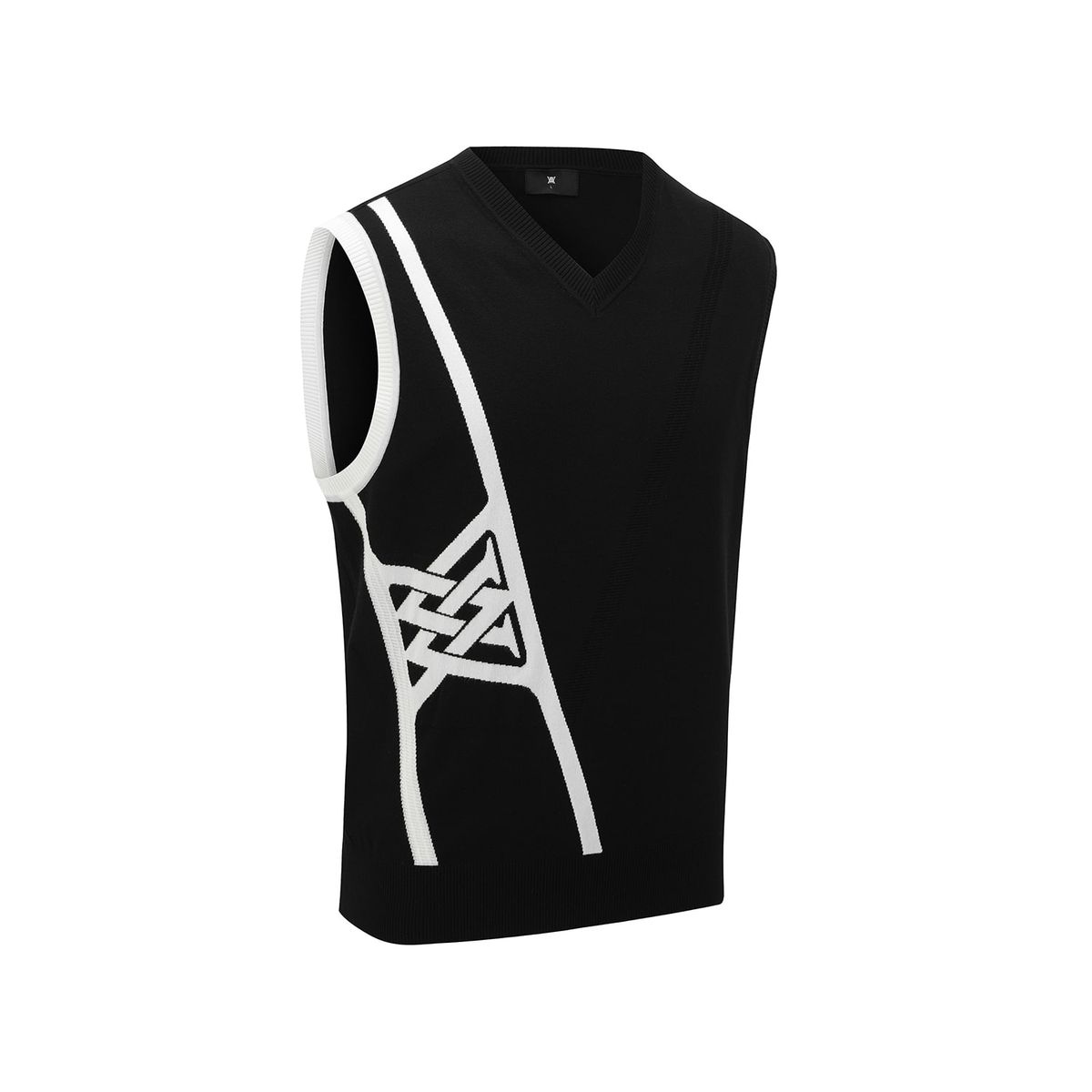 어뉴골프(ANEW GOLF) MEN DIAGONAL LOGO KNIT VEST_BK
