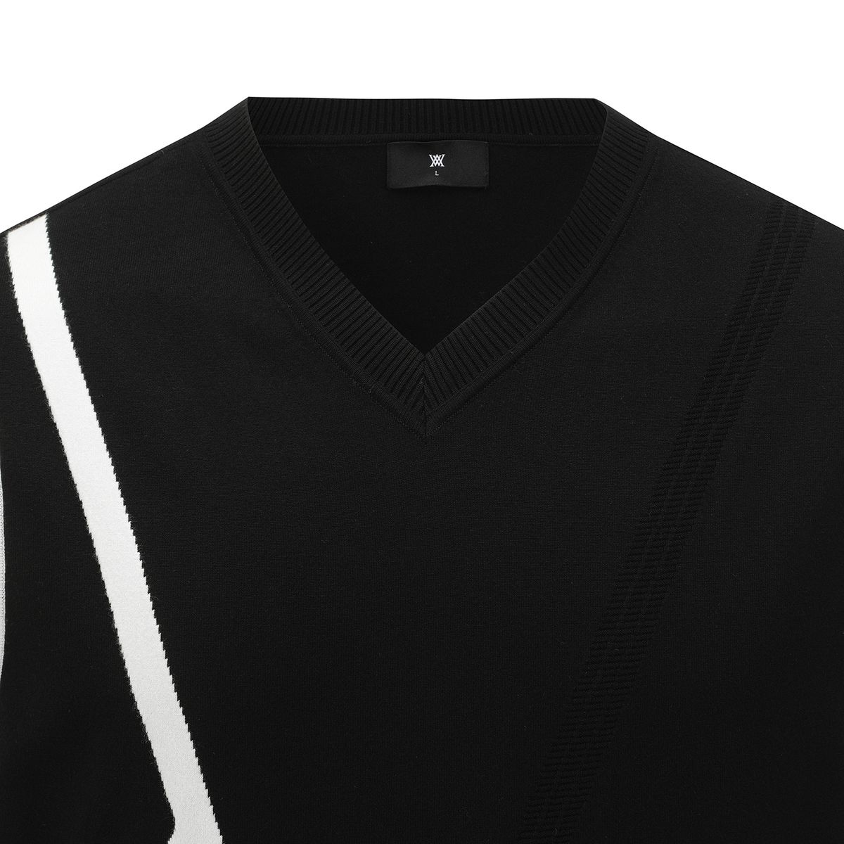 어뉴골프(ANEW GOLF) MEN DIAGONAL LOGO KNIT VEST_BK