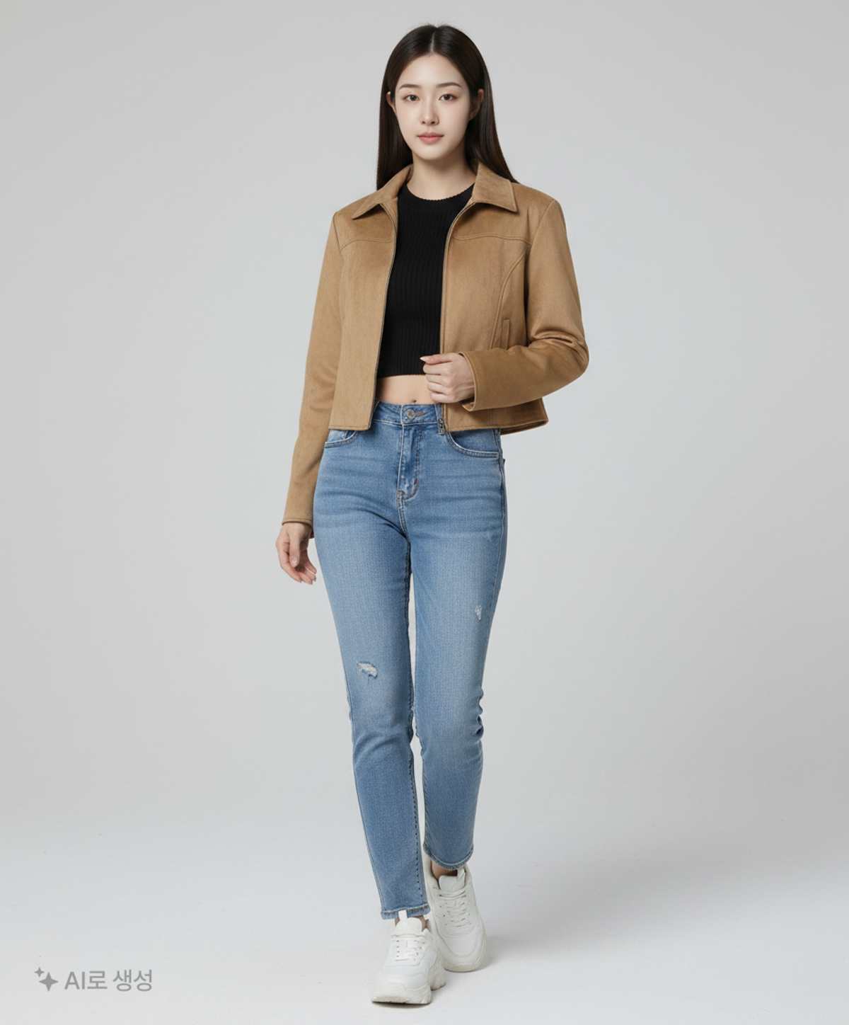 에잇세컨즈(8SECONDS) 스탠칼라 스웨이드 집업 재킷  베이지 L