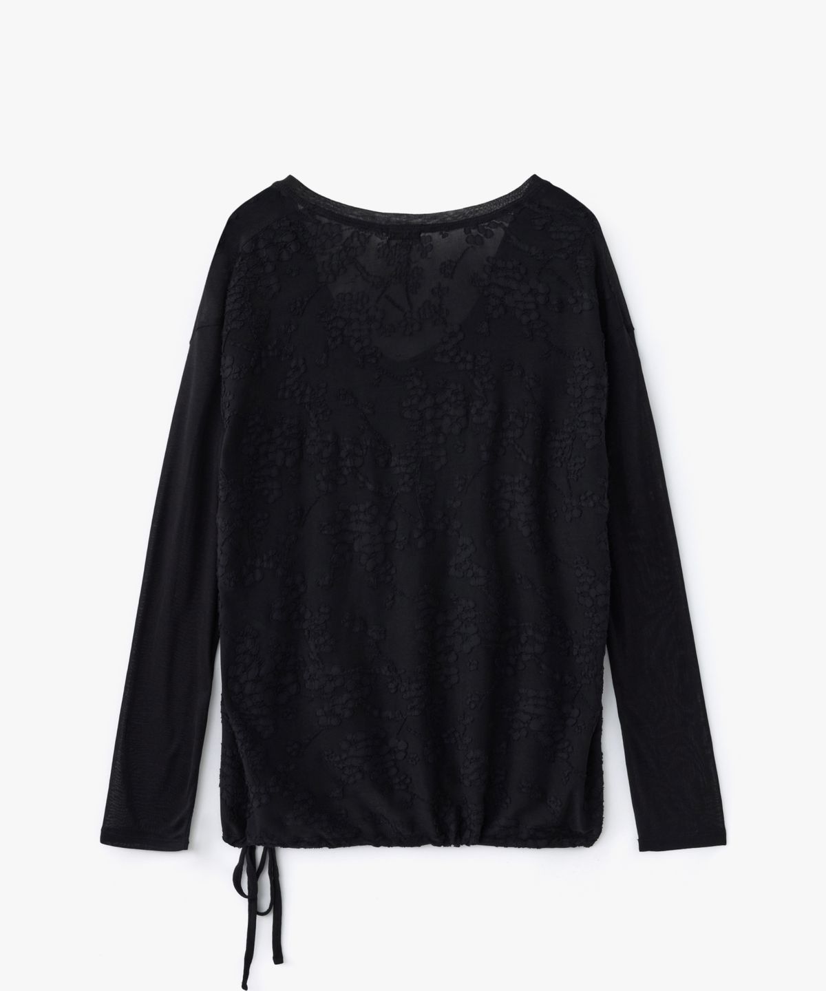 포에브(POEV) Flower Contrast V-Neck Top - Black