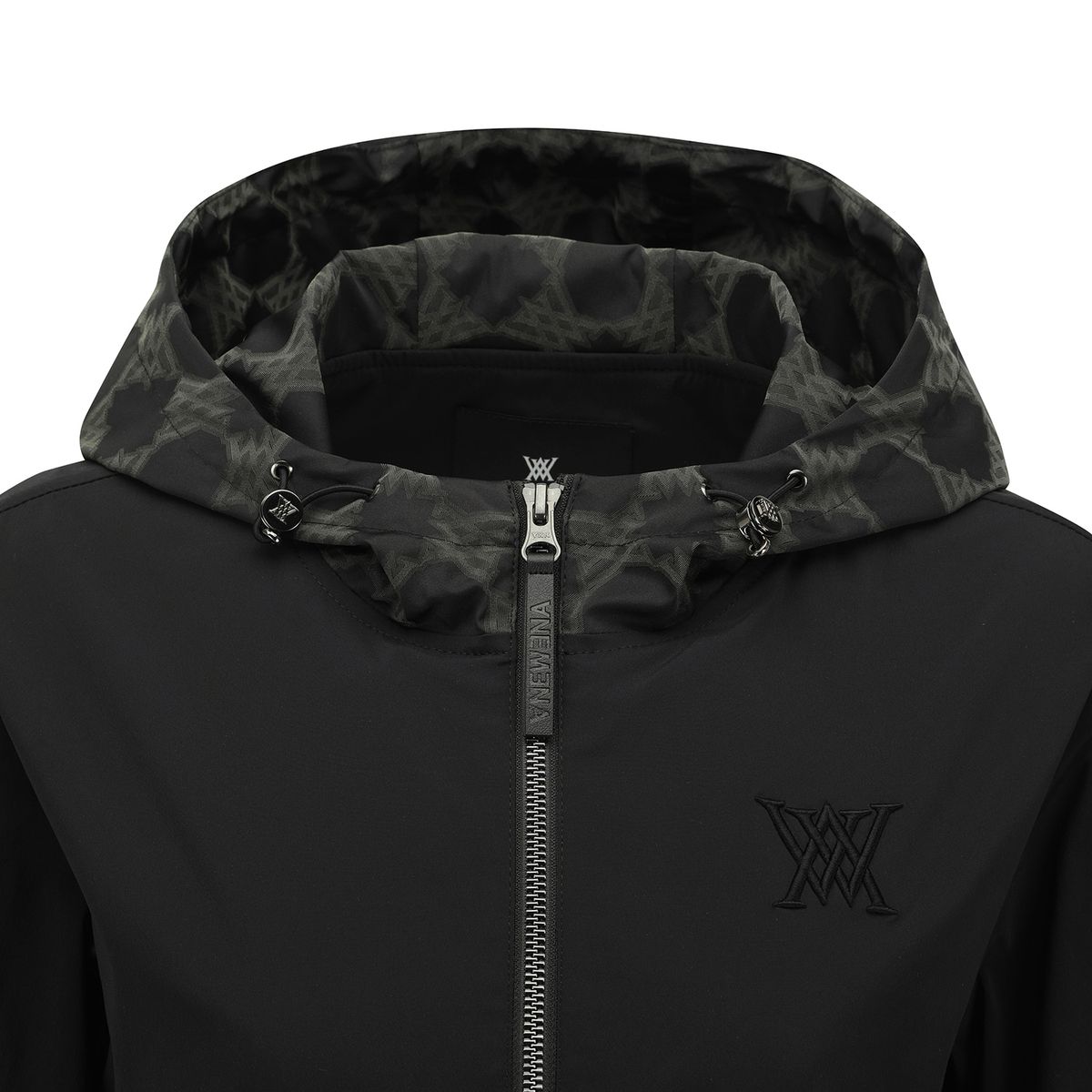 어뉴골프(ANEW GOLF) WOMEN PATTERN MIX HOODED JACKET_BK