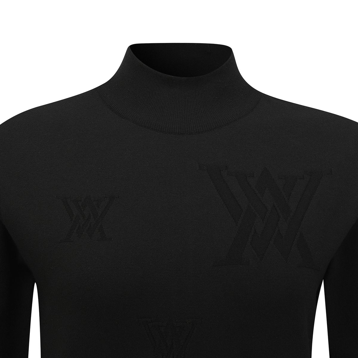 어뉴골프(ANEW GOLF) WOMEN LOGO PATTERN TURTLENECK SWEATER_BK