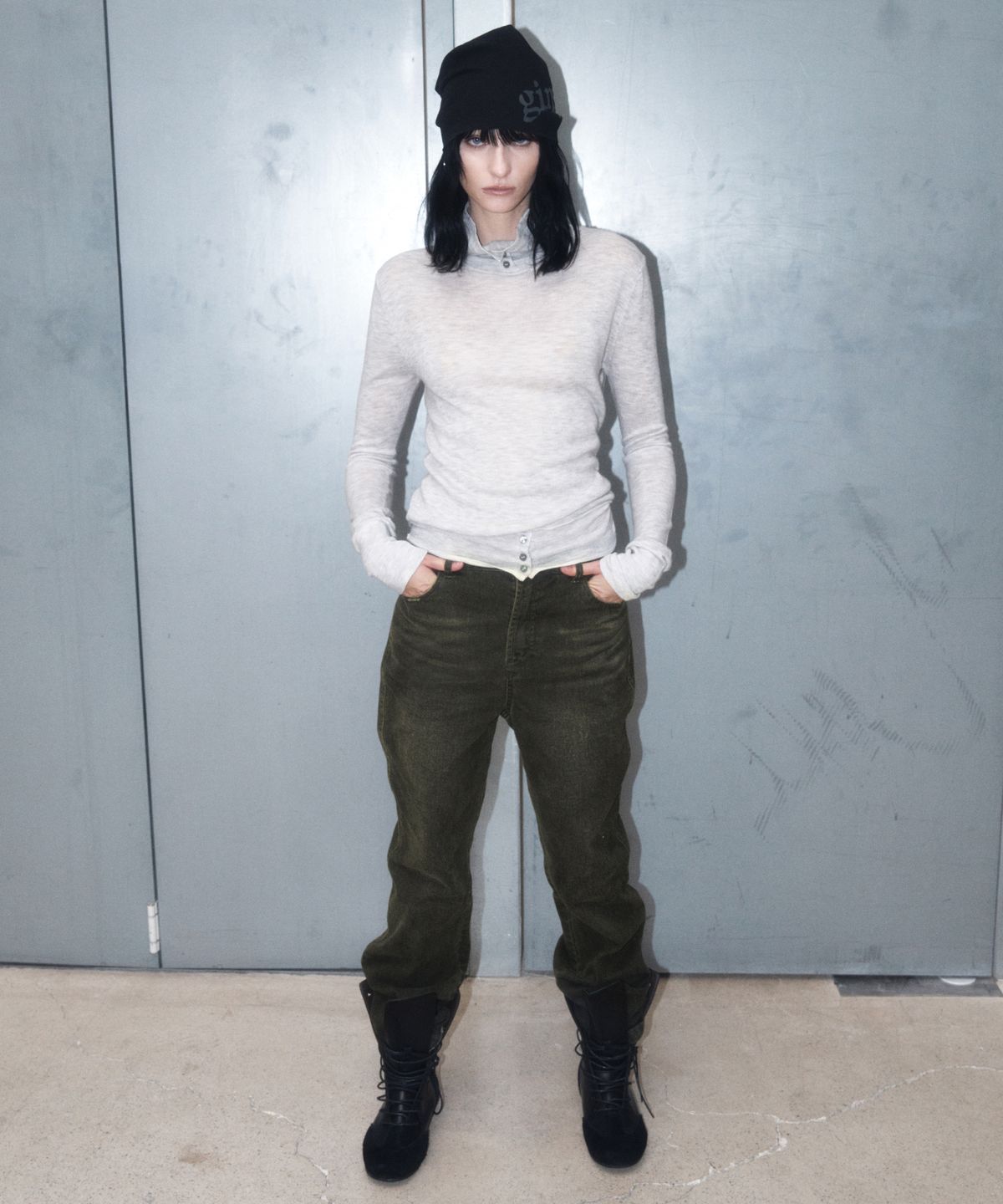 긴스키(GINSUKI) MERINO WOOL LAYER TURTLE  KNIT (GREY)
