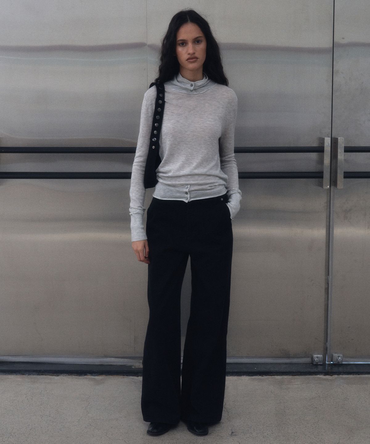 긴스키(GINSUKI) MERINO WOOL LAYER TURTLE  KNIT (GREY)