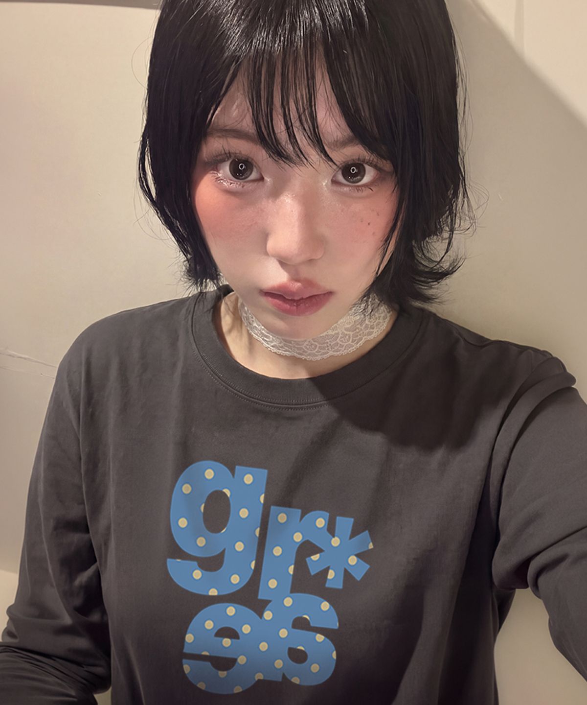 그레이버(GRAVER) [UNISEX]GRAE-S DOT 롱슬리브 티셔츠_White